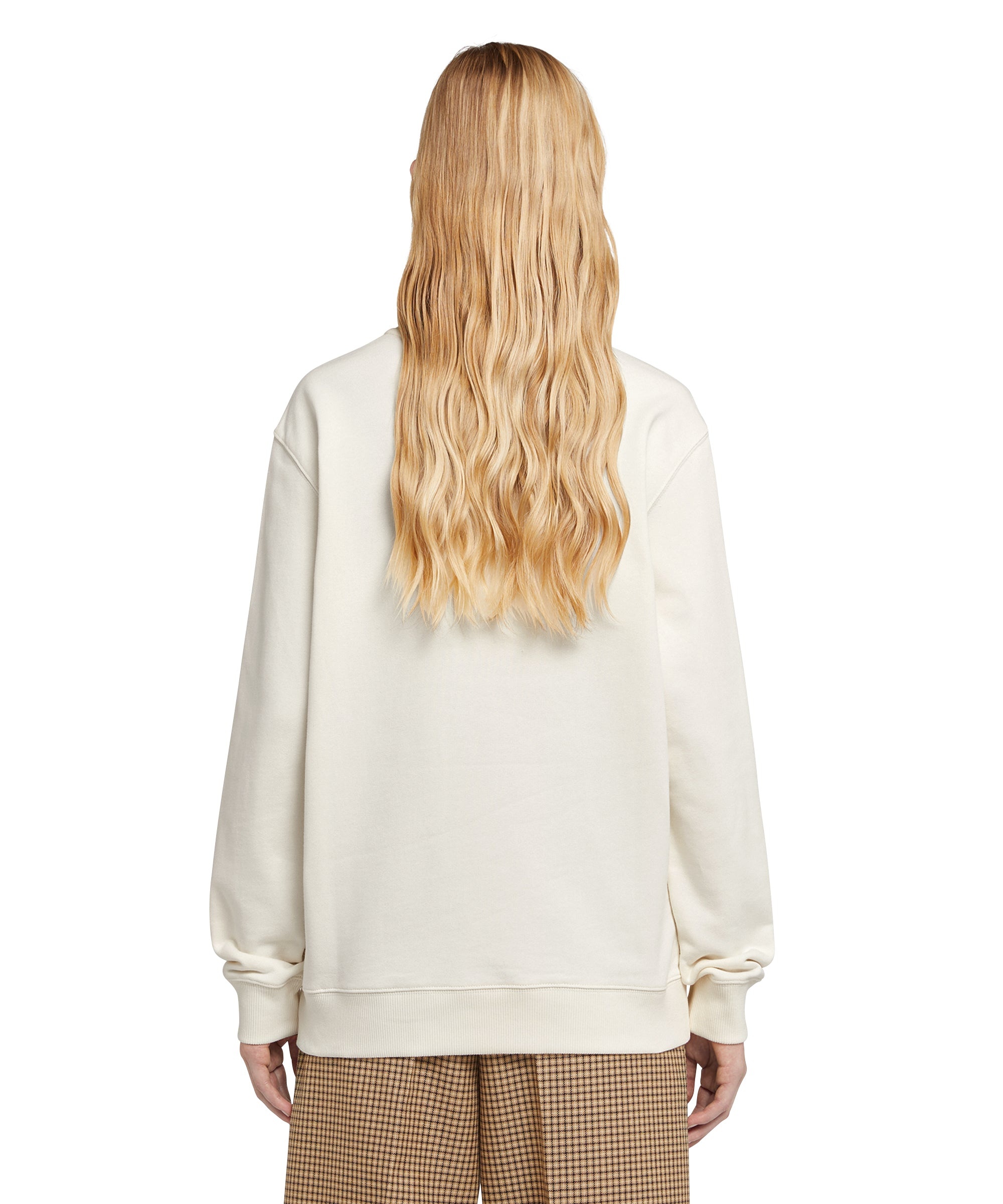 Cotton crewneck sweater with MSGM box logo - 3