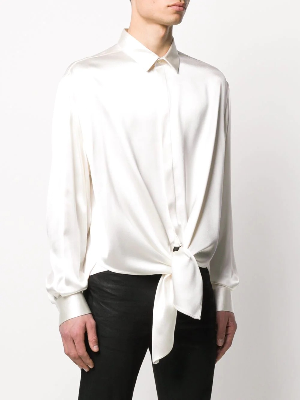 tie-front long-sleeved shirt - 3