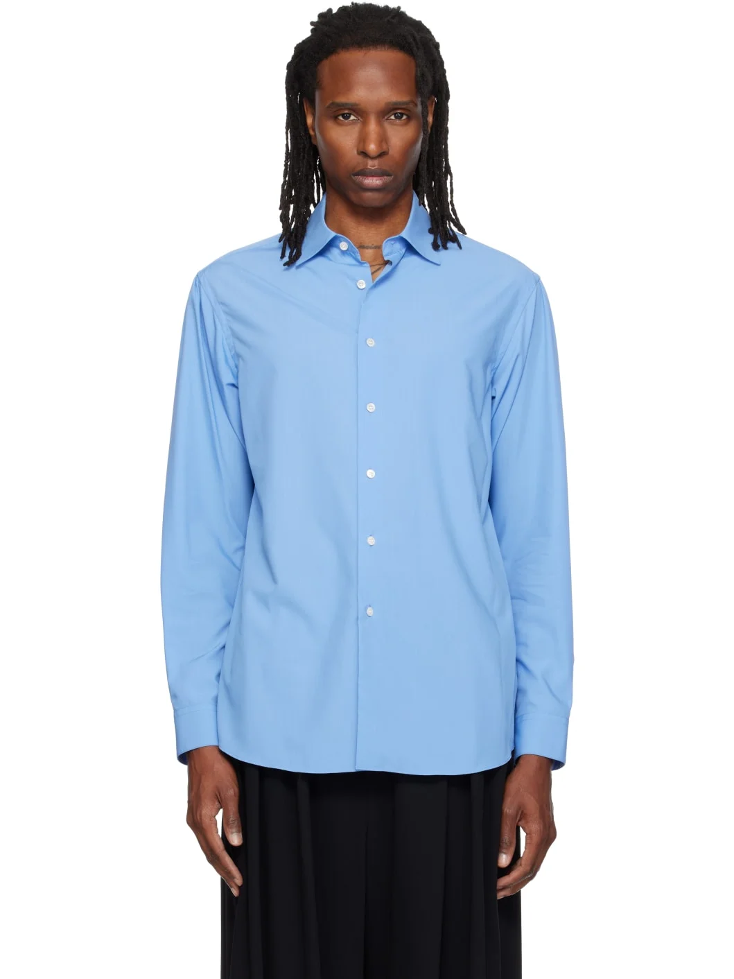 Blue Bias Cut Oxford Dress Shirt - 1