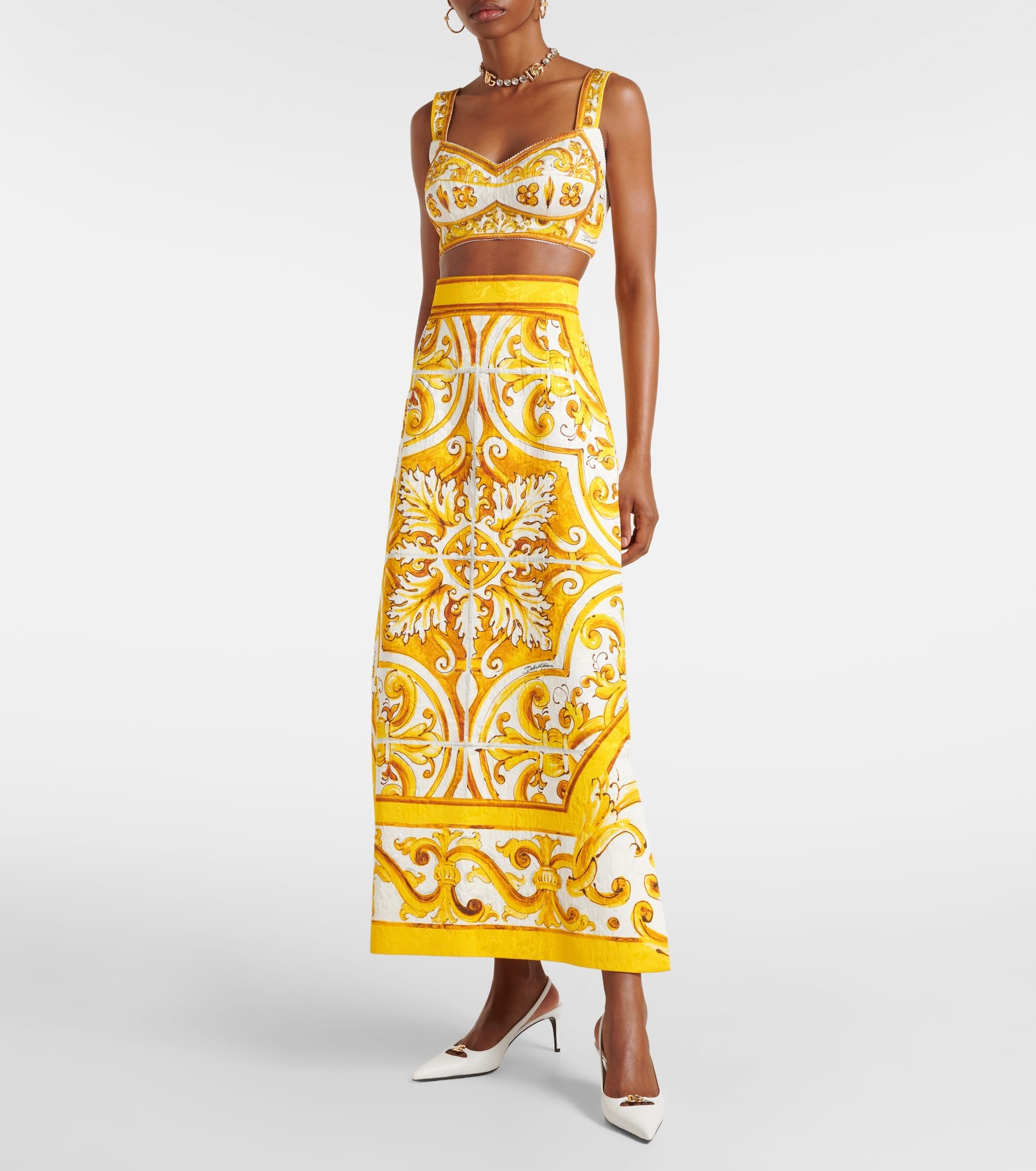 Majolica brocade midi skirt - 2