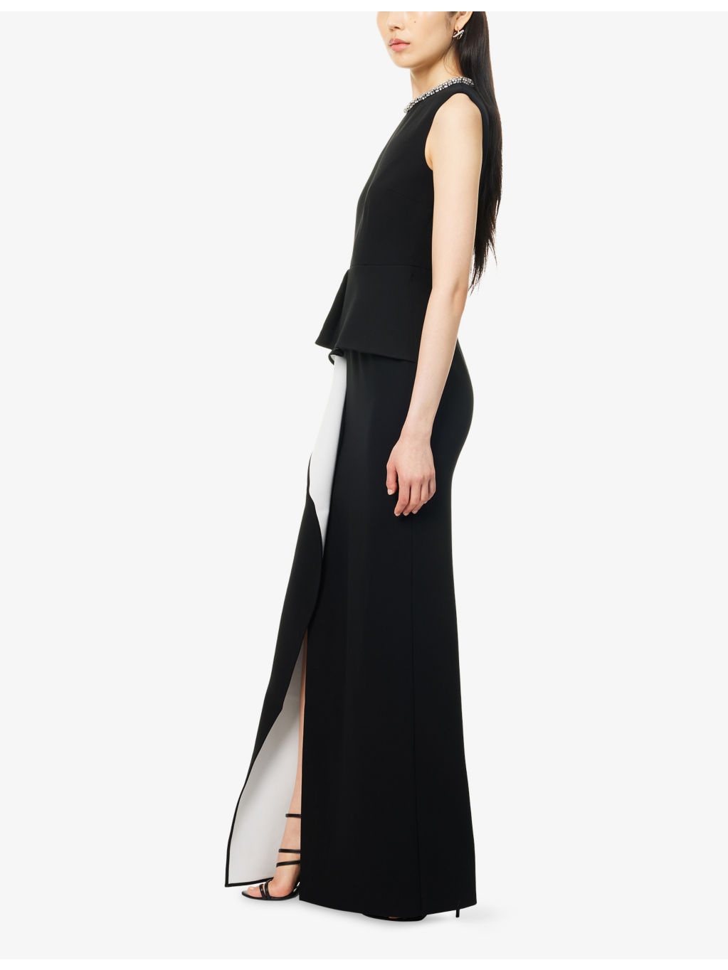 Embellished Wavy-Panel Woven Maxi Dress - 3