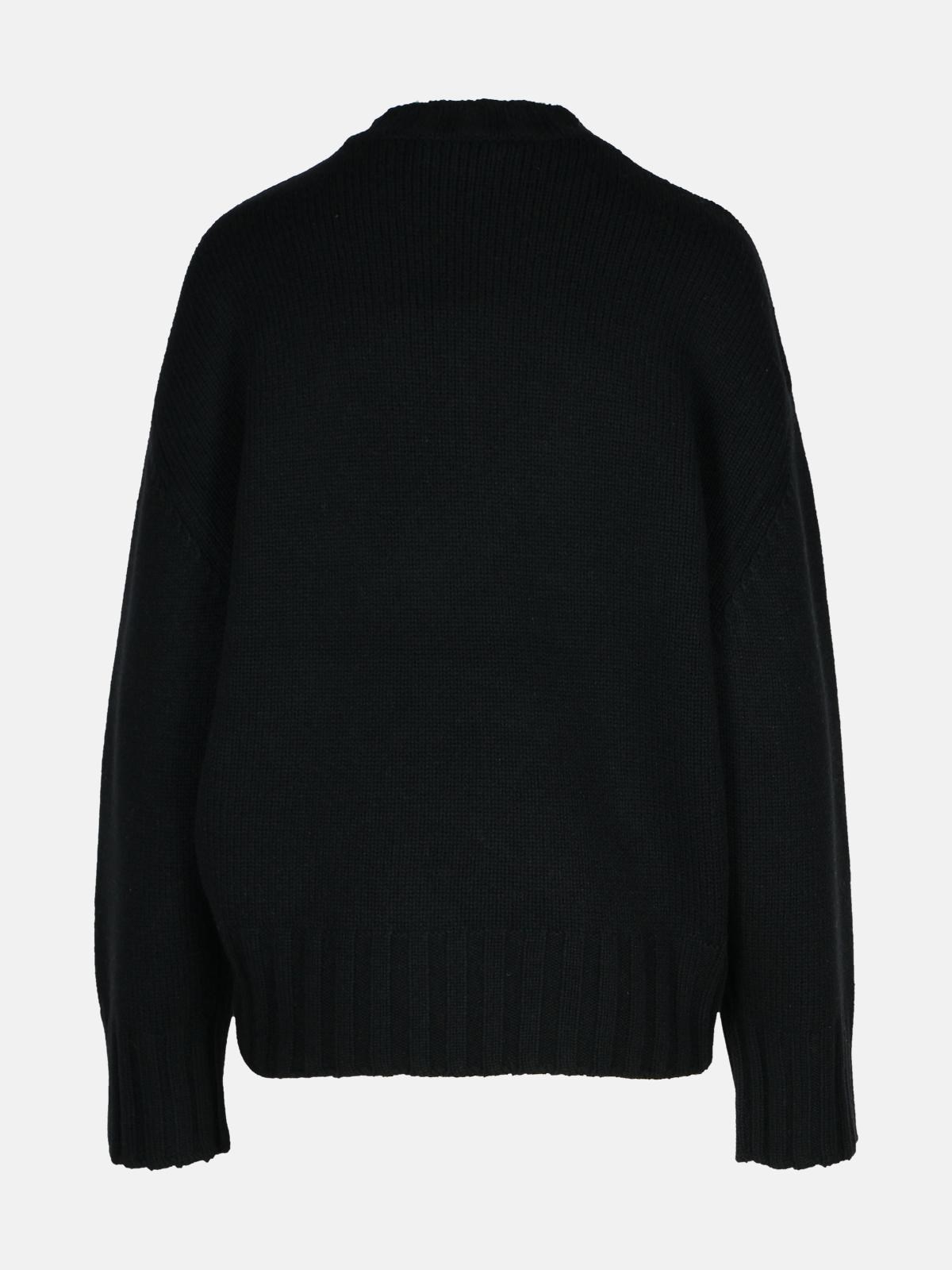 BLACK WOOL BLEND SWEATER - 3