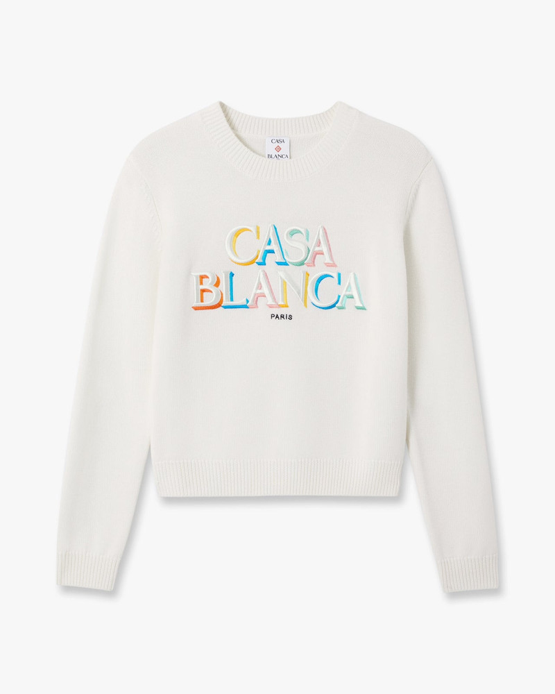 Cream Stacked Logo Jumper | Casablanca Paris 1