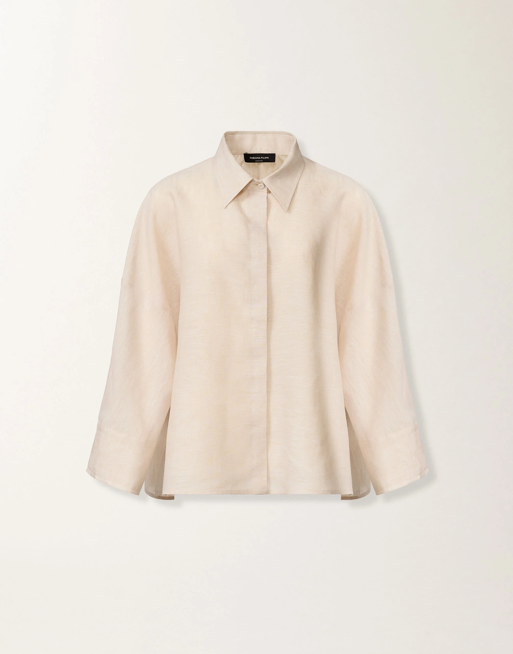 Cropped shirt in natural linen canvas - 1