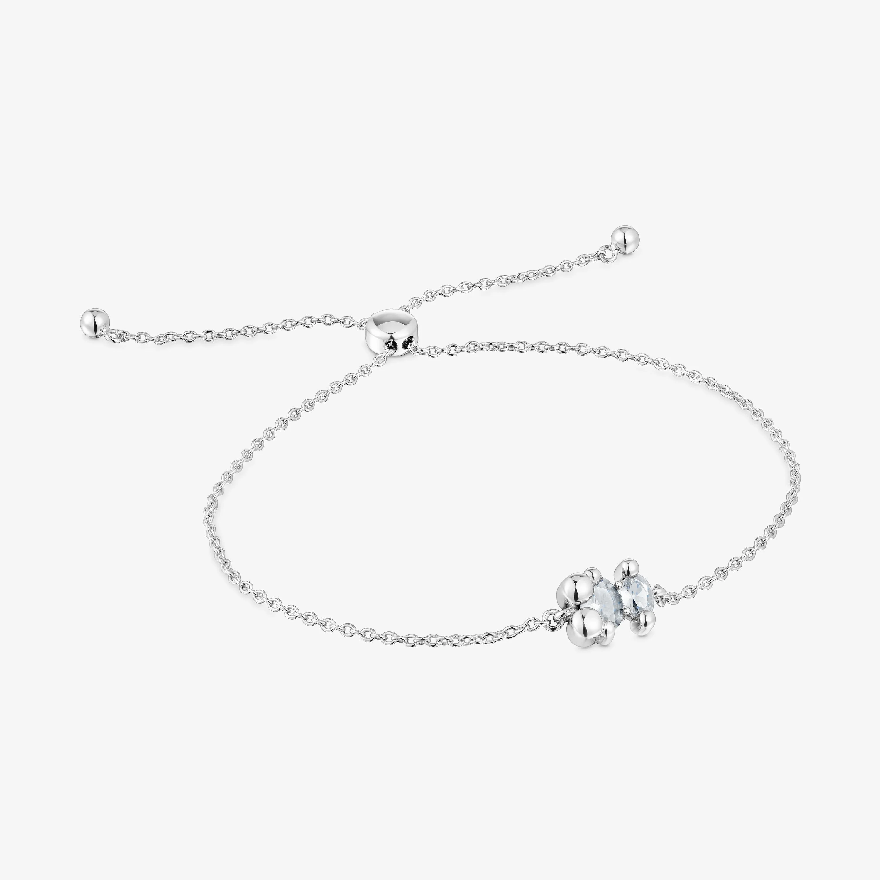 Silver and rock crystal quartz bear motif chain Bracelet Color Bear - 1