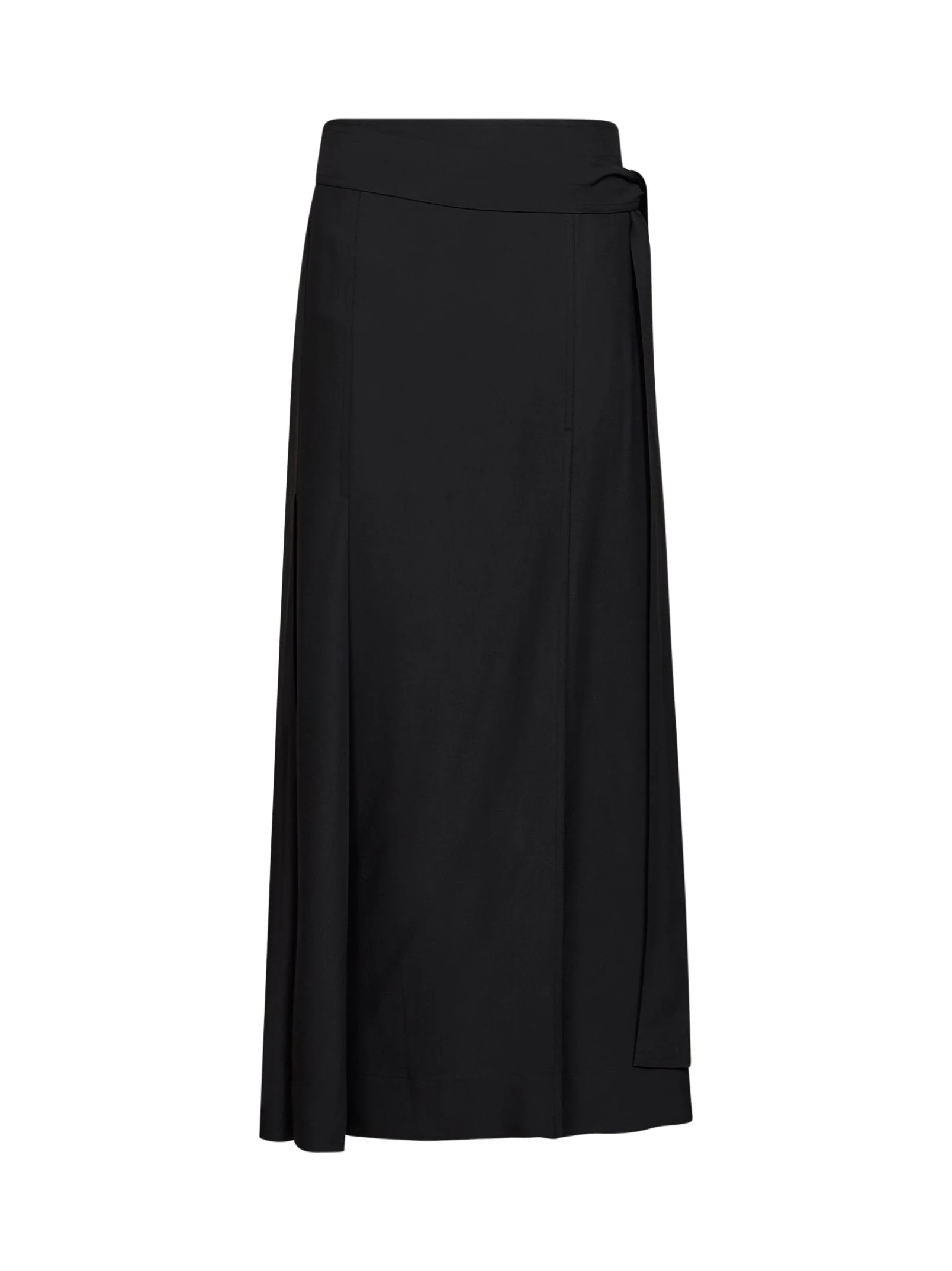 Black twill Mile wrap-effect maxi skirt - 1