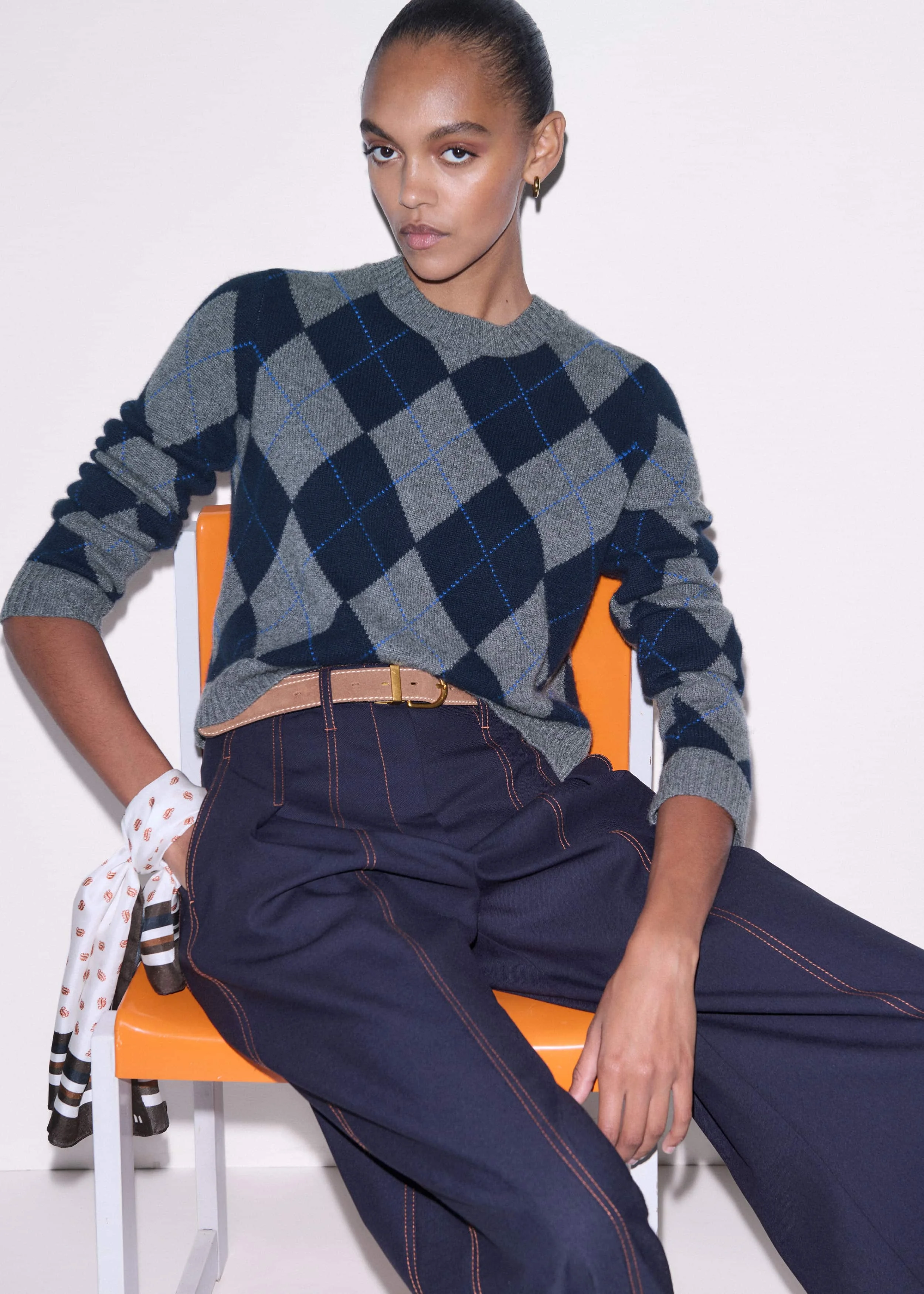 Relaxed Argyle Sweater - 1