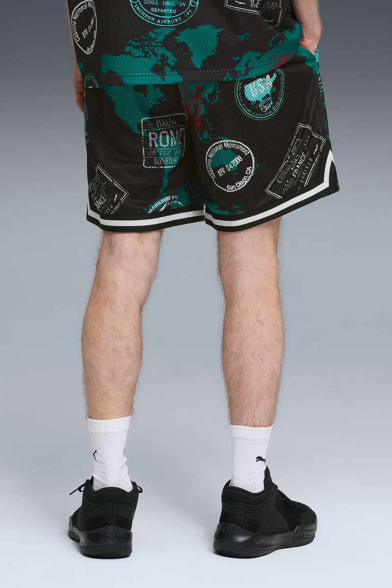 Around The World Men's Patterned 7" Basketball Shorts 4
