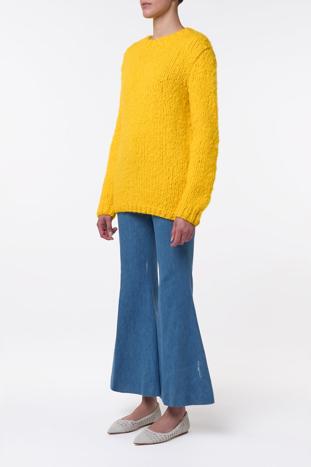 Lawrence Knit Sweater in Cadmium Yellow Welfat Cashmere - 3