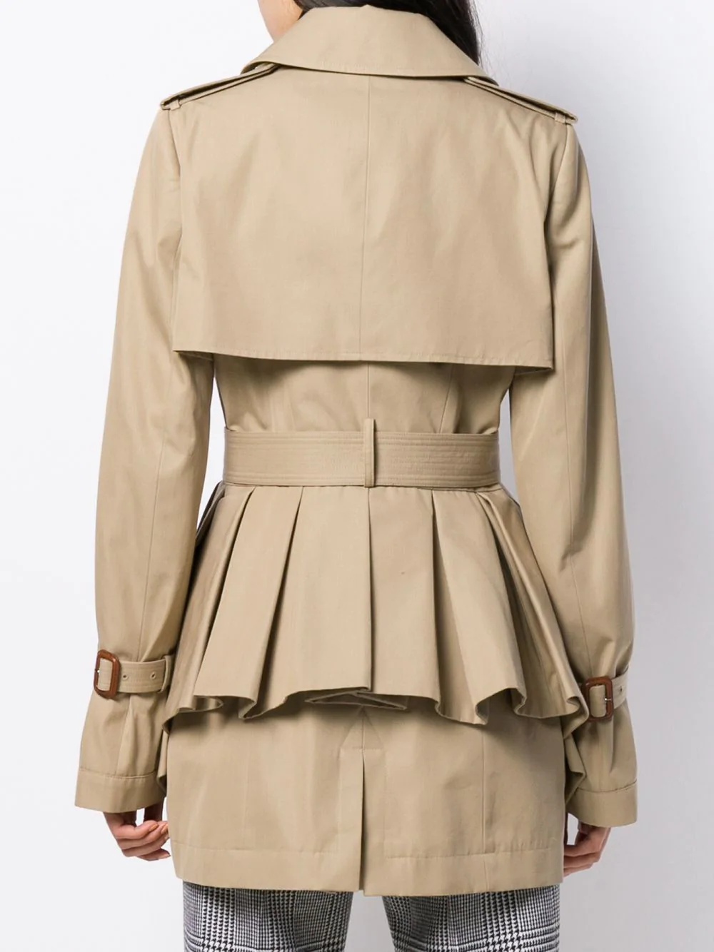 ruffle detail trench coat - 4