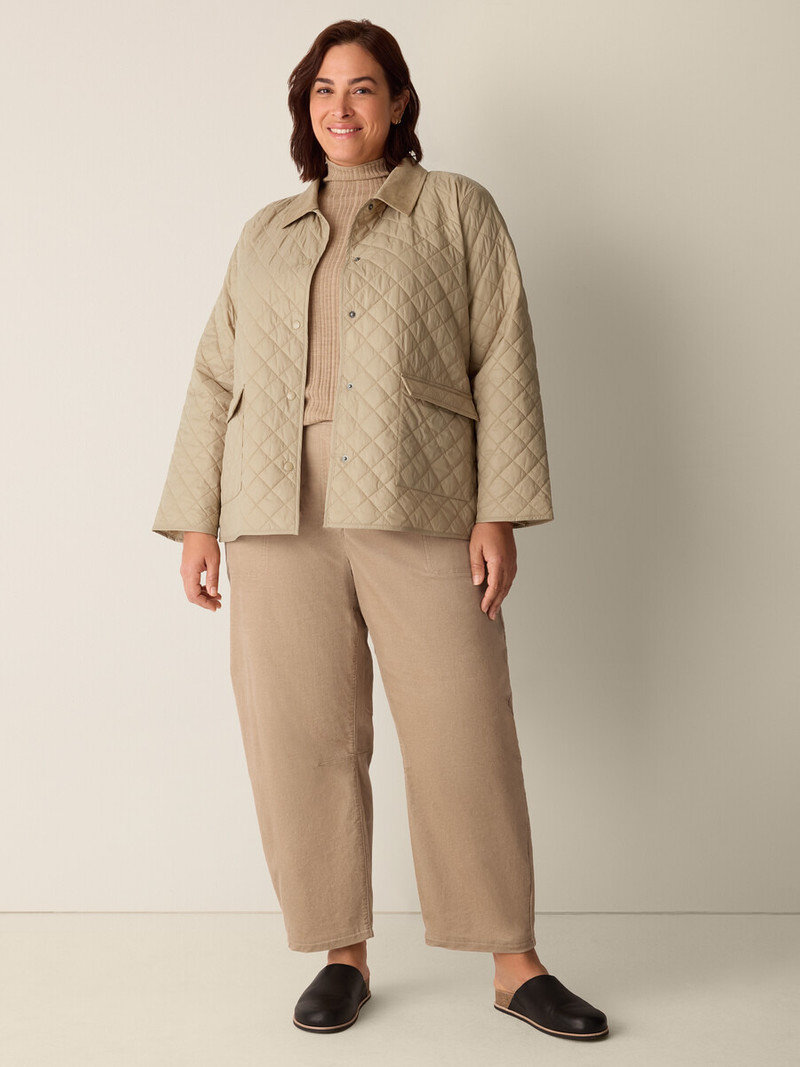 Eggshell Recycled Nylon Quilted Classic Collar Jacket 6