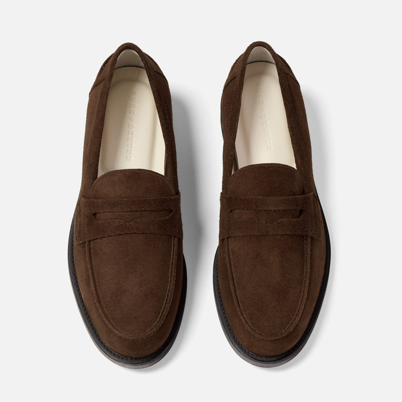 DUKE + DEXTER Wilde Brown Suede Penny Loafer - Men's outlook