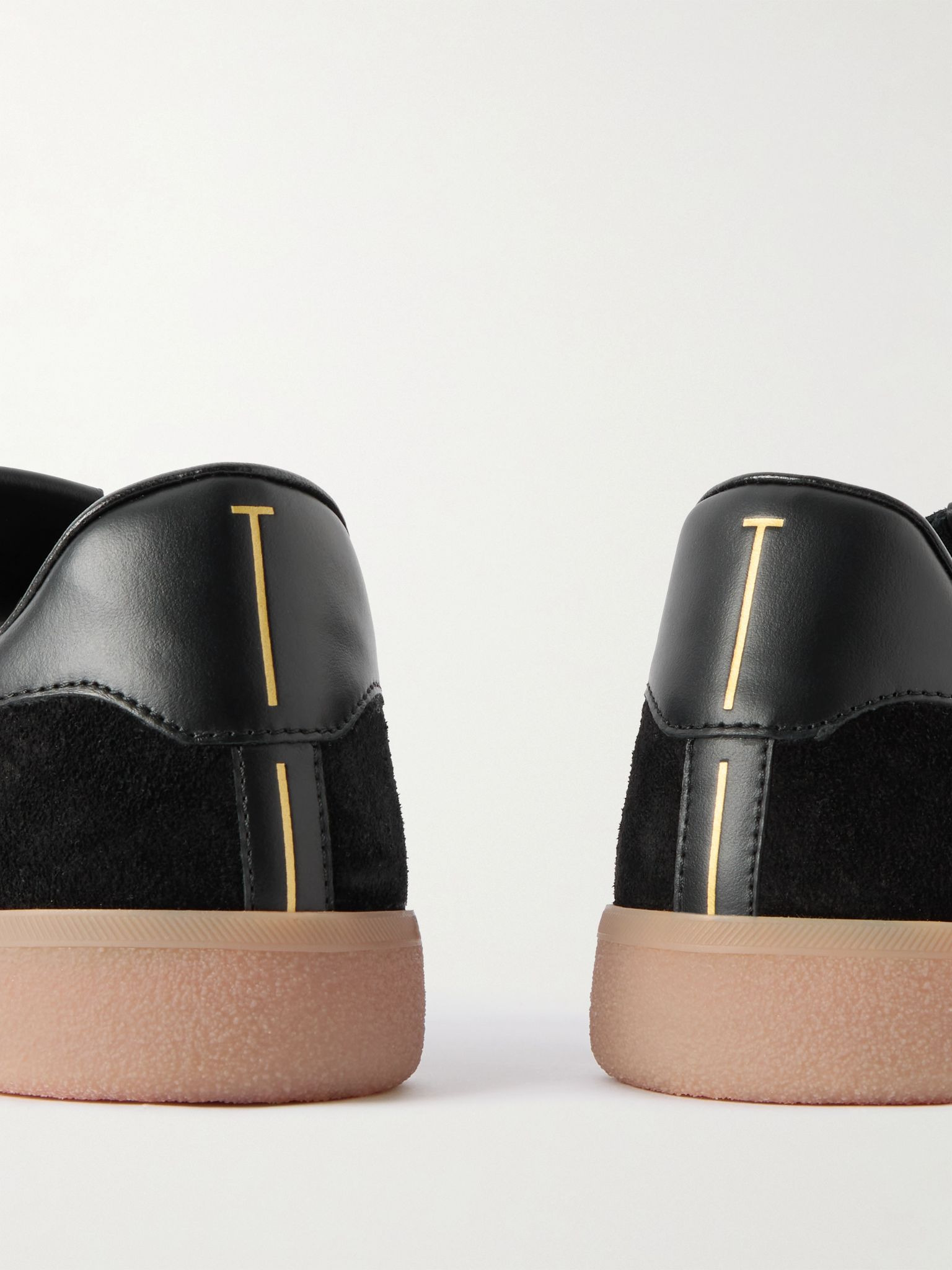 Leather-Trimmed Suede Sneakers Black - 5