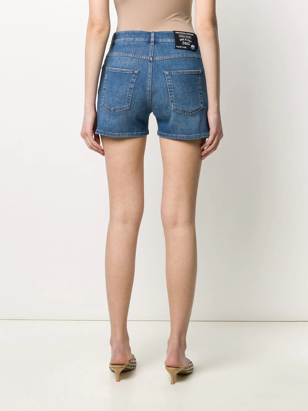 stonewashed denim shorts - 4