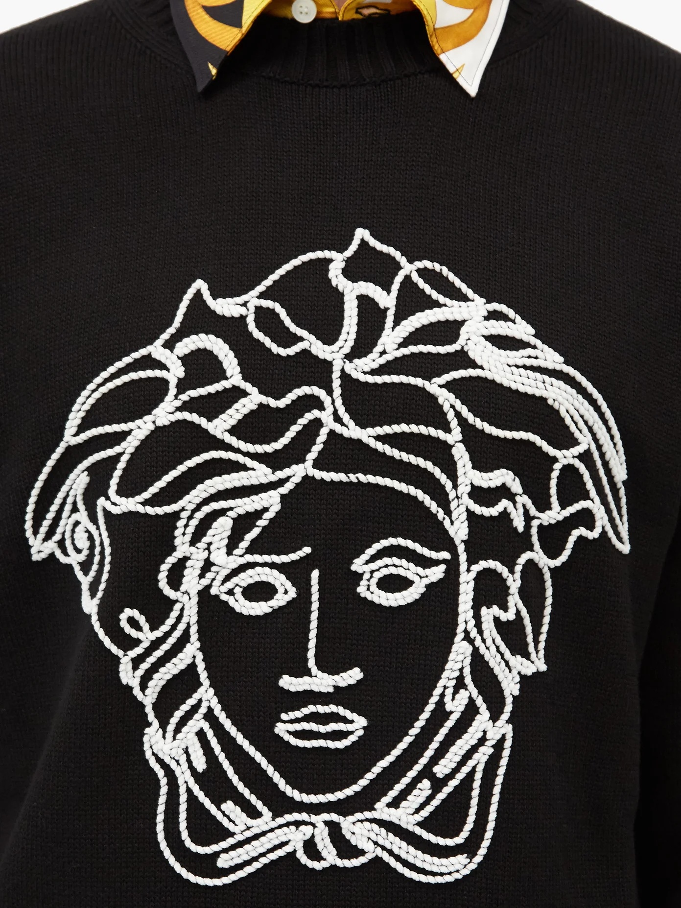 Medusa head-embroidered wool sweater - 4