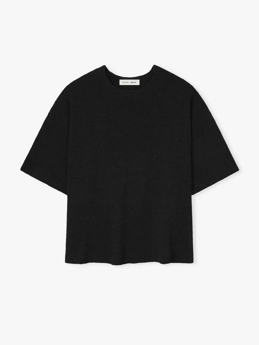 Waffle Short Sleeve Sweater - 1