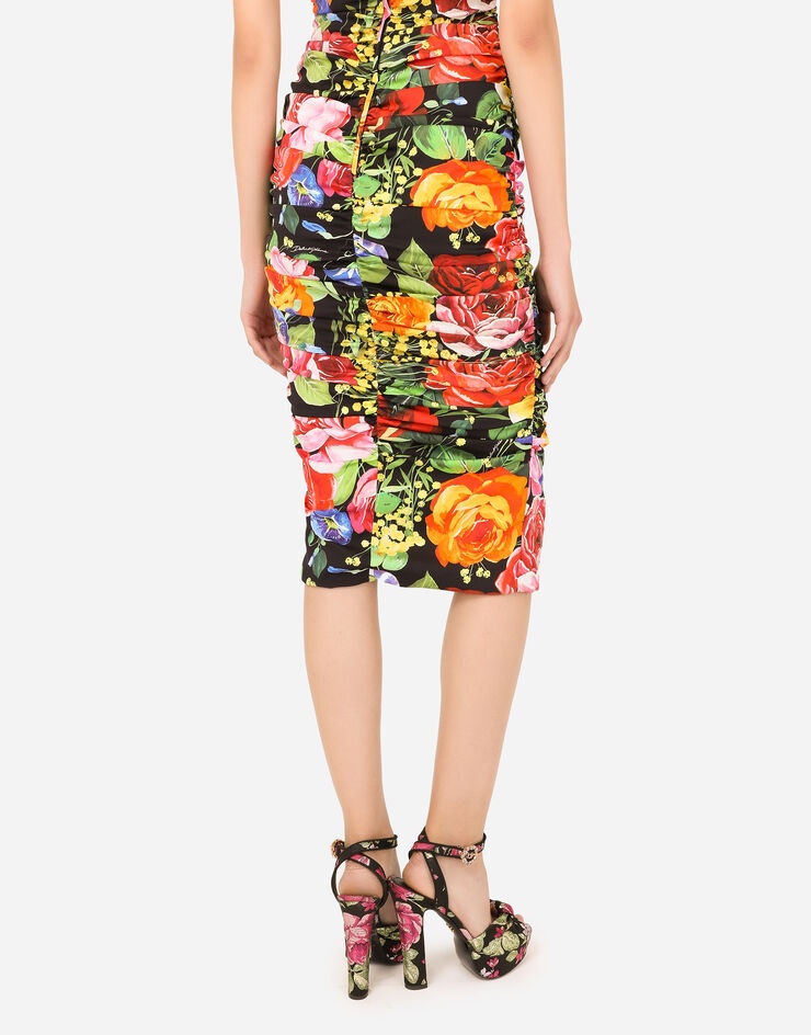 Bouquet-print charmeuse midi dress - 5