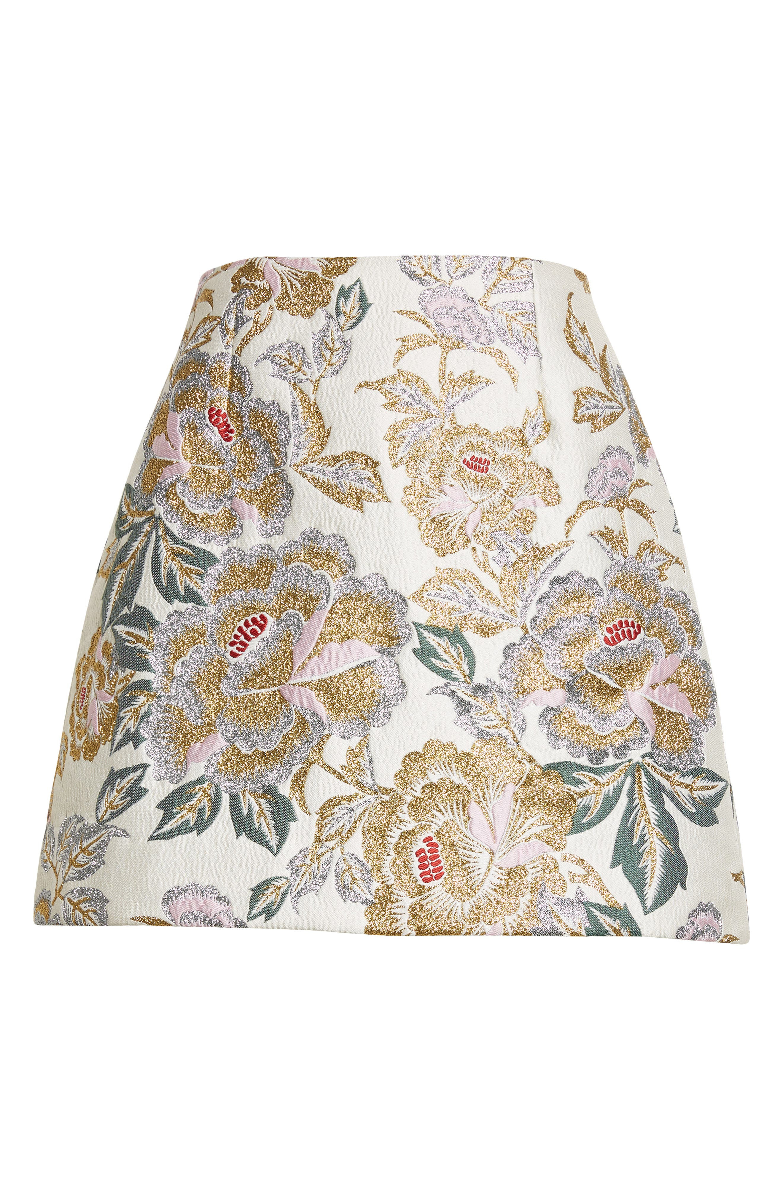 Carolina Herrera Metallic Floral Jacquard Miniskirt in Ivory Multi at Nordstrom - 6