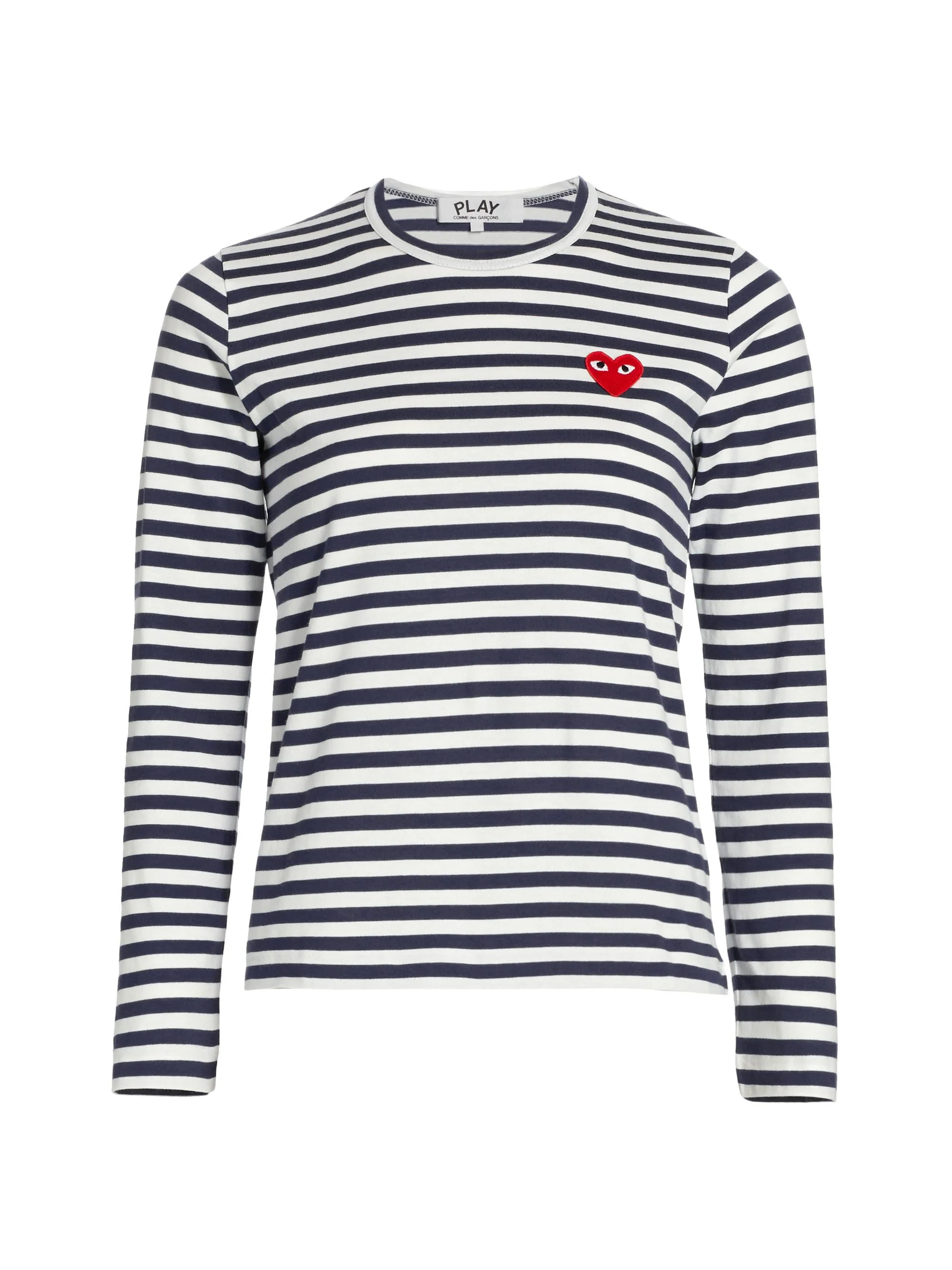 Women's Long-Sleeve Striped T-Shirt - Navy White - 1