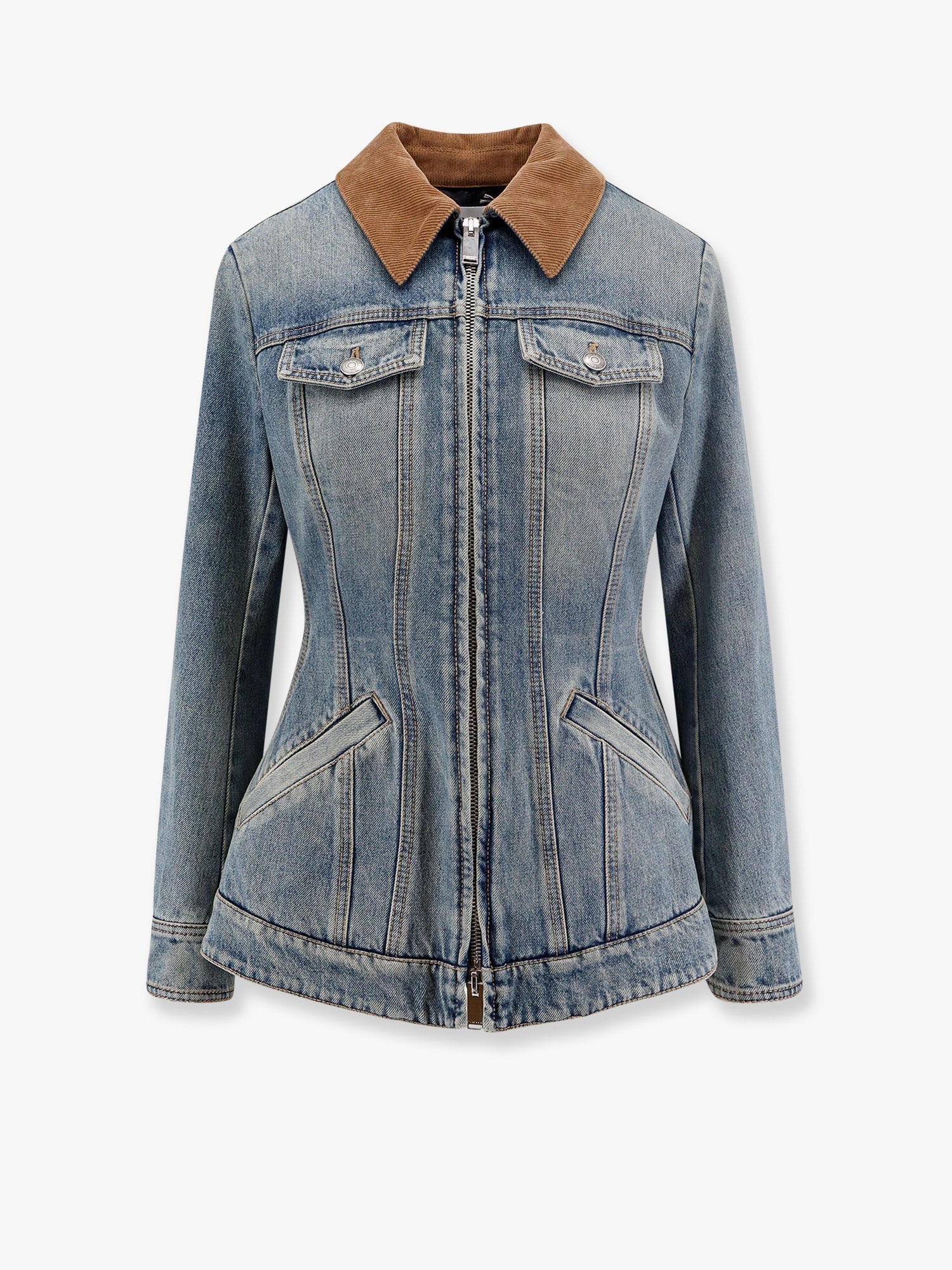 Alexander Mcqueen Denim Jacket With Volant - 1