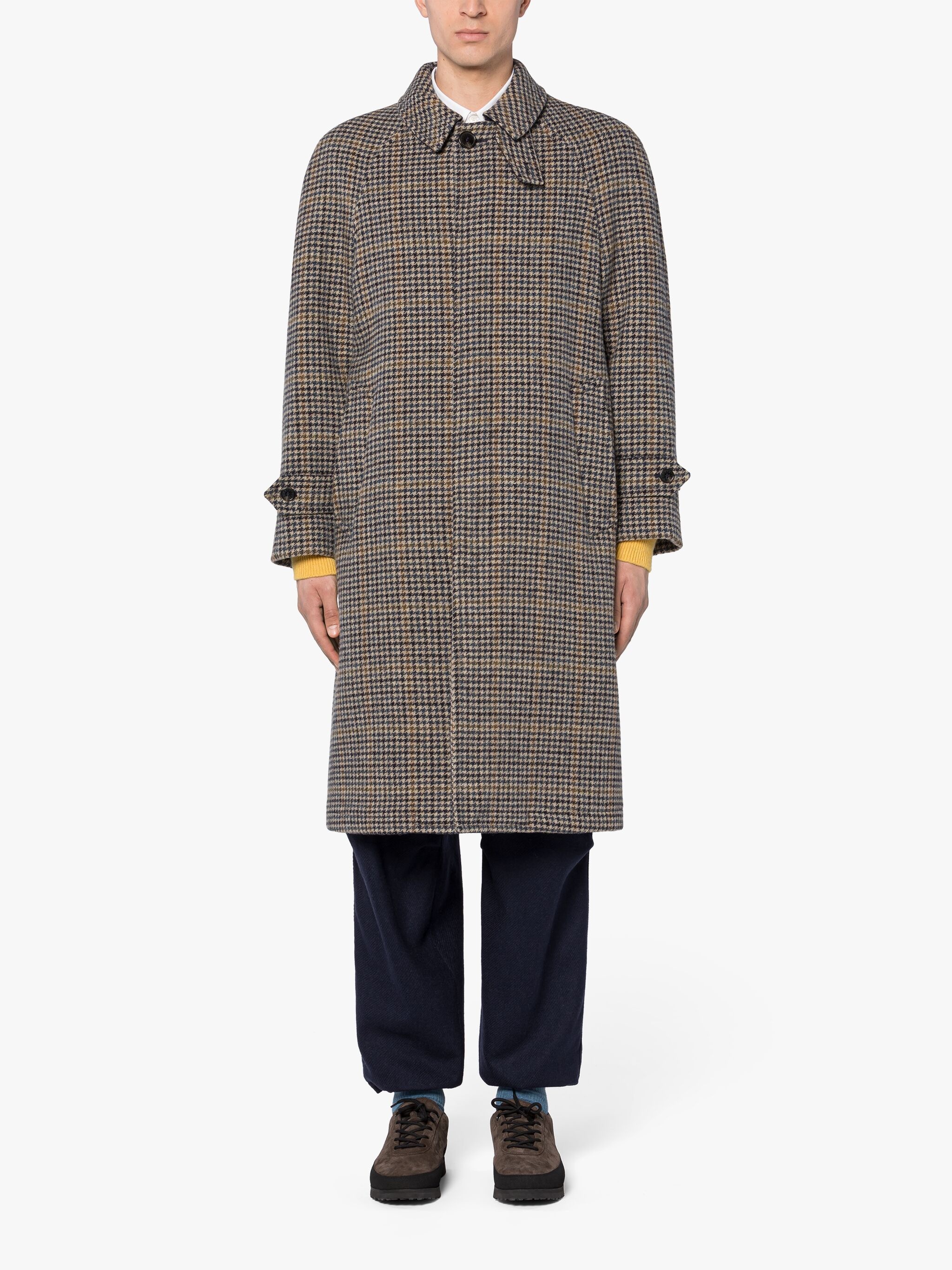 BOSTON NAVY CHECK WOOL OVERCOAT - 2