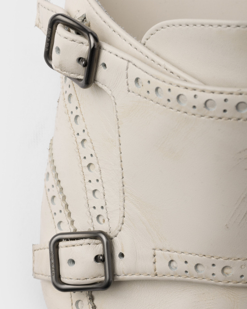 Shuffle antiqued leather double monk strap mules 7