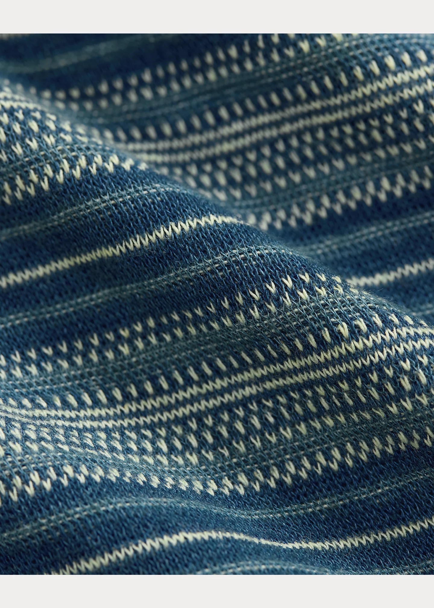 Indigo Striped Jacquard Henley Shirt - 5