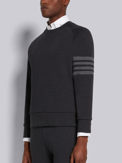 Thom Browne Charcoal Compact Waffle 4-Bar Crew Neck Sweatshirt outlook