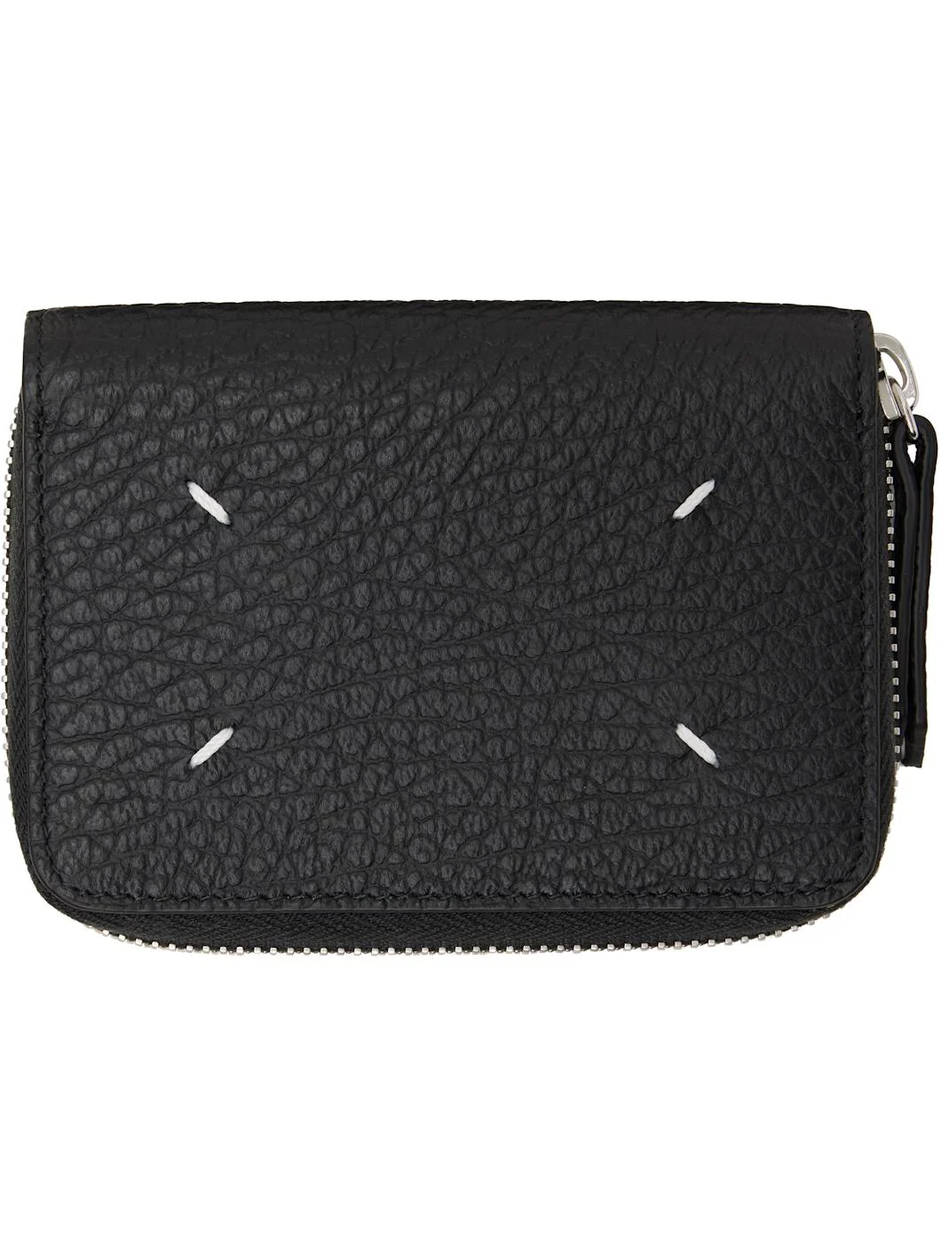Black Four Stitches Zip Wallet - 1