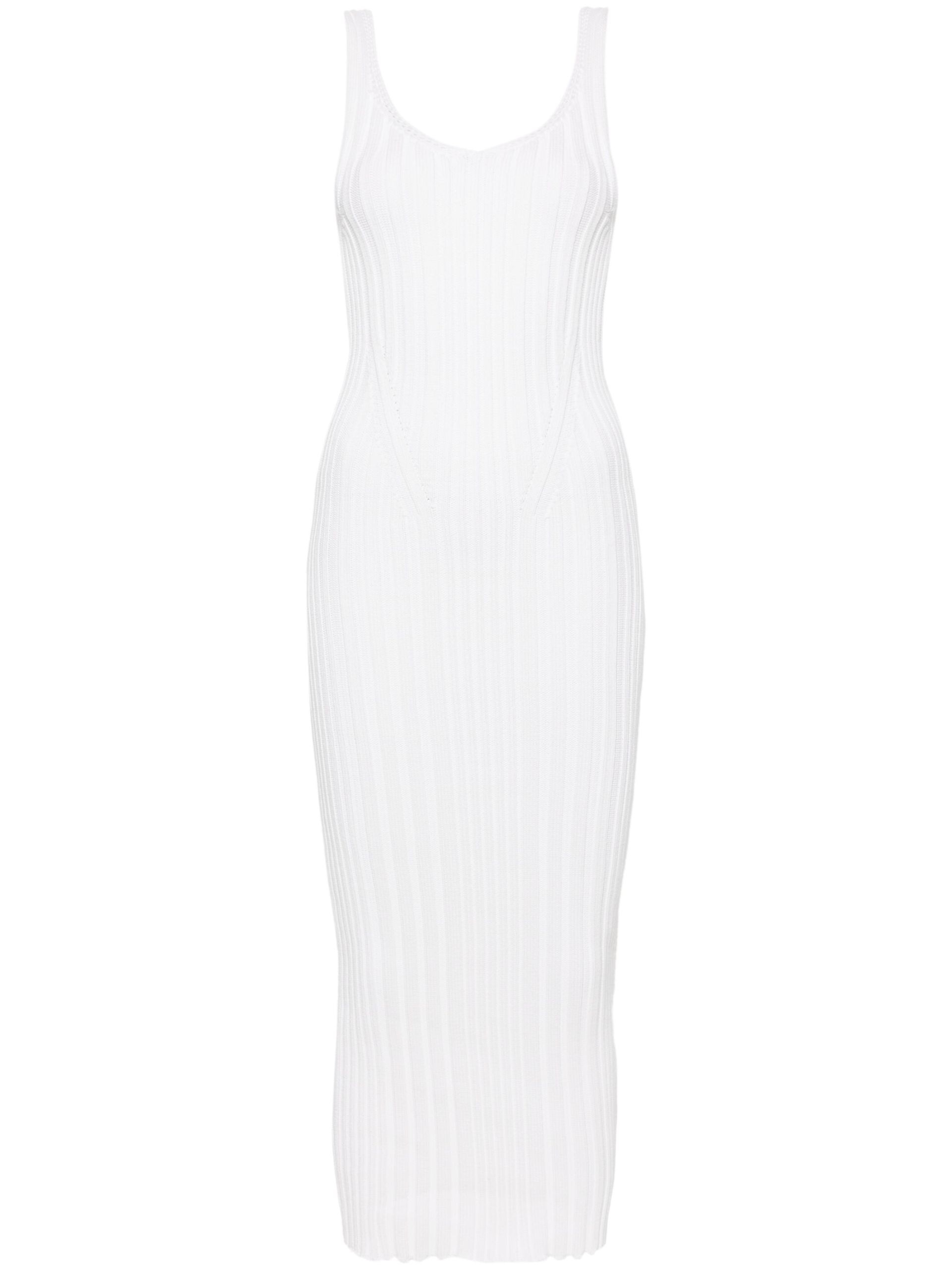 White The Ottilie Ribbed Midi Dress - 1