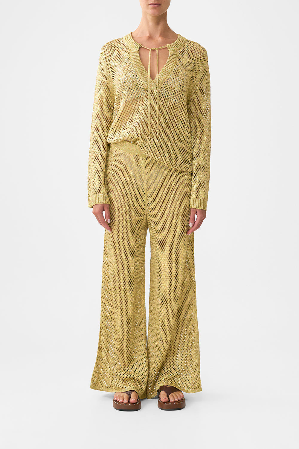 WIDE FLARE KNIT PANT - 2