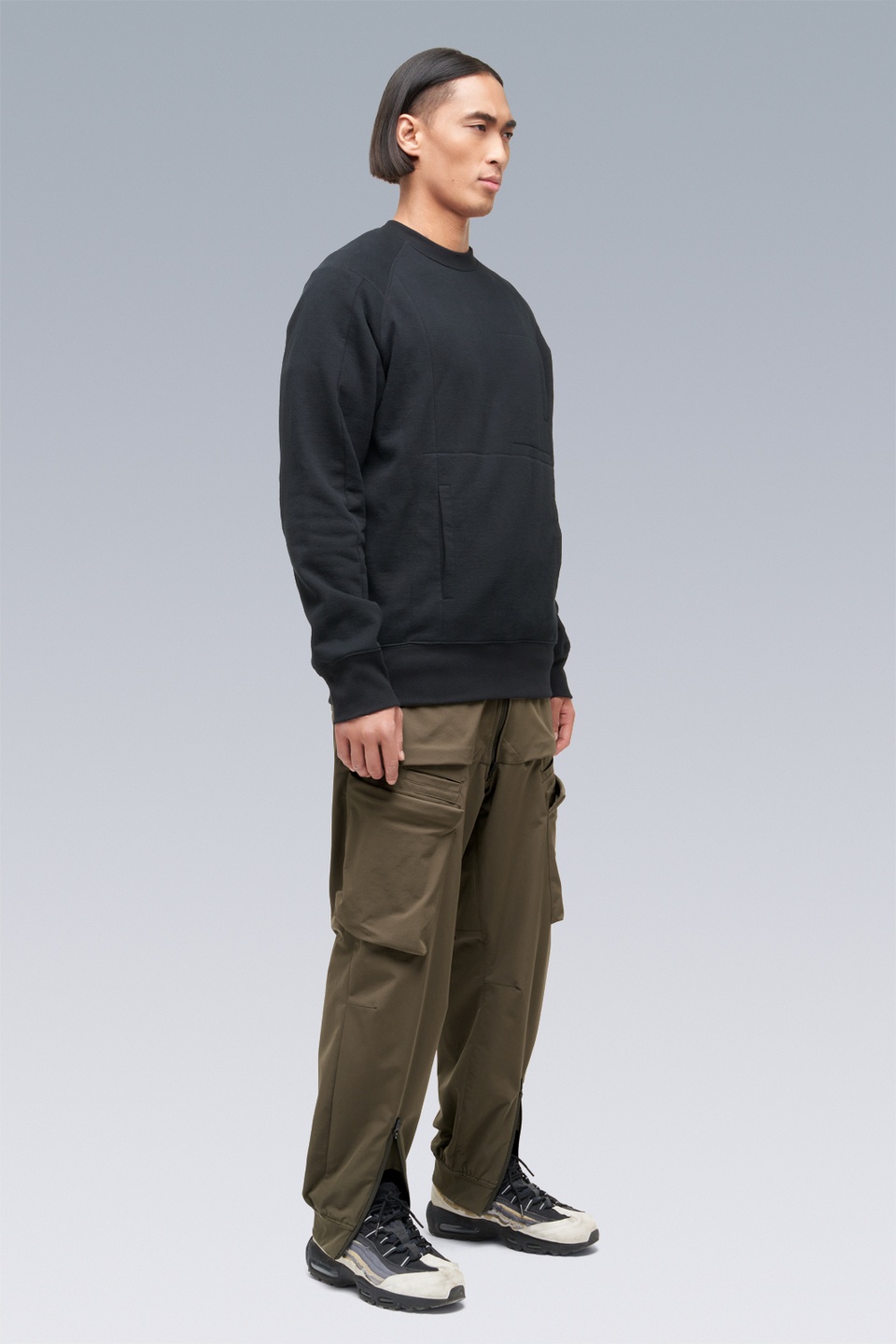 S14-BR Cotton Crewneck Sweatshirt Black - 2