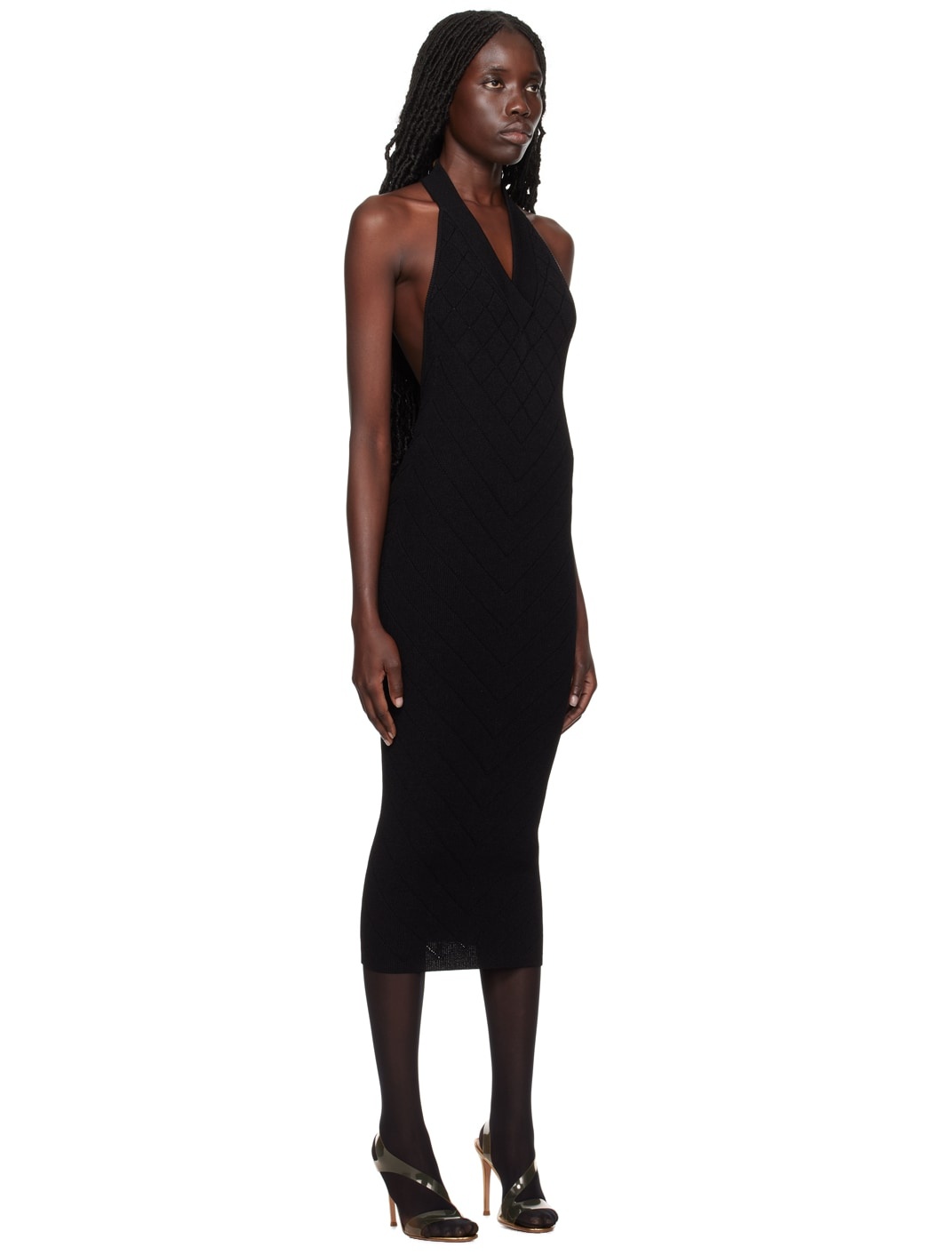 Black Halter Midi Dress - 2