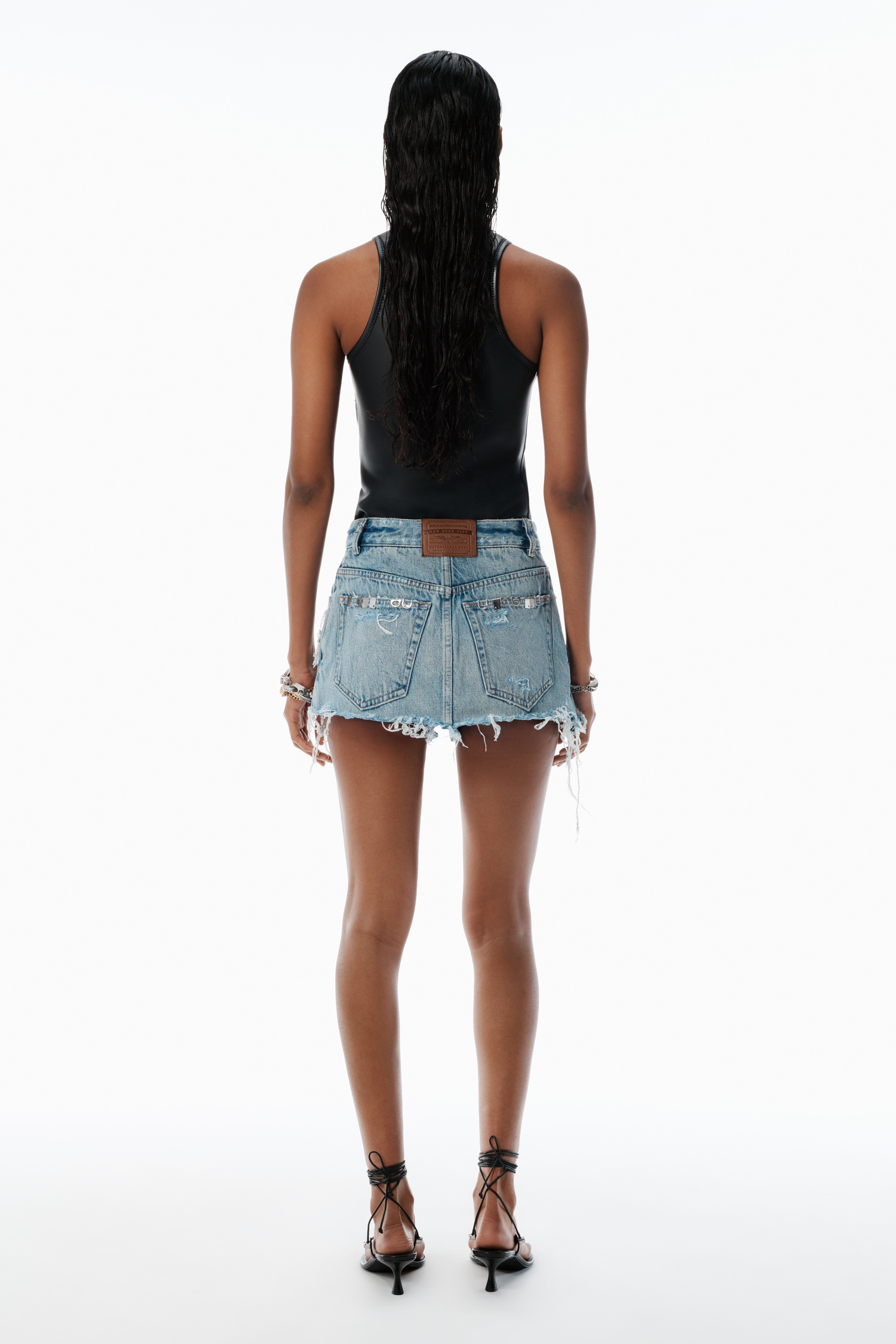 blue double-layer skort with hardware - 4