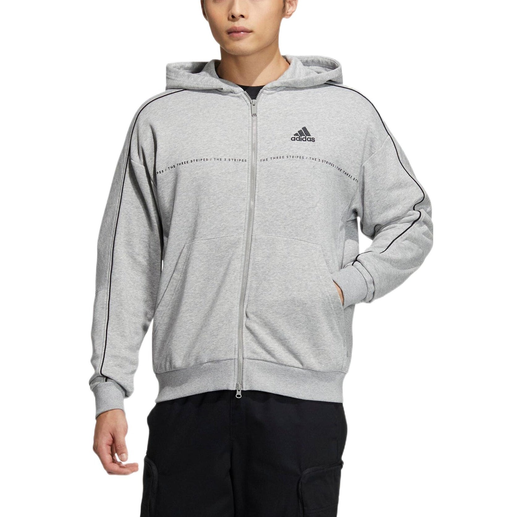 adidas 3-stripes hoodie 'Grey' IA9437 - 2