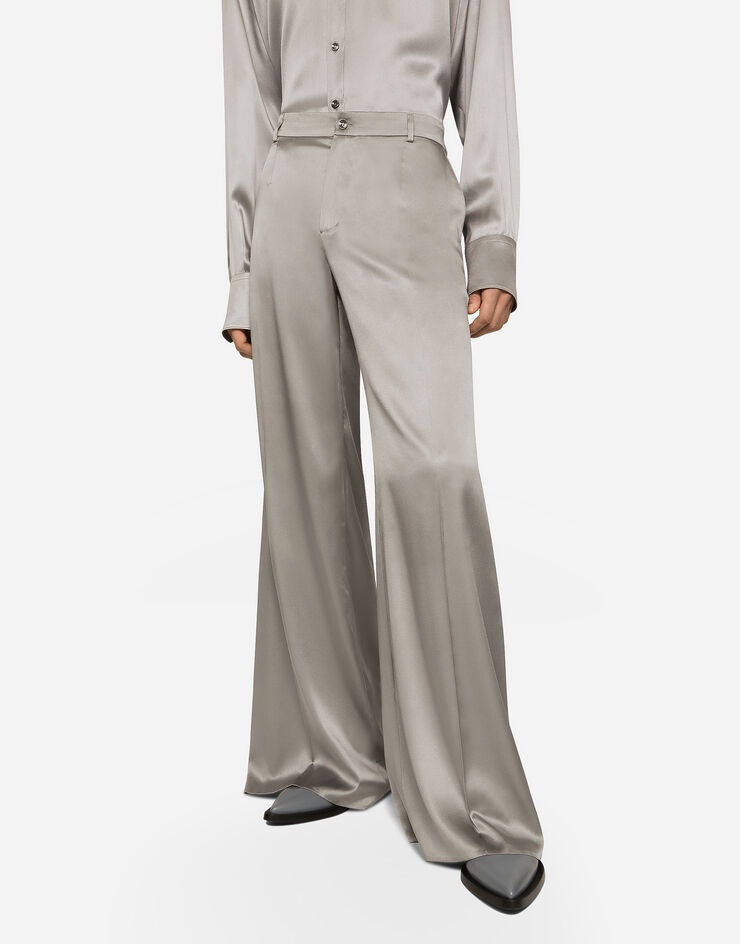 Wide-leg stretch silk pants - 4