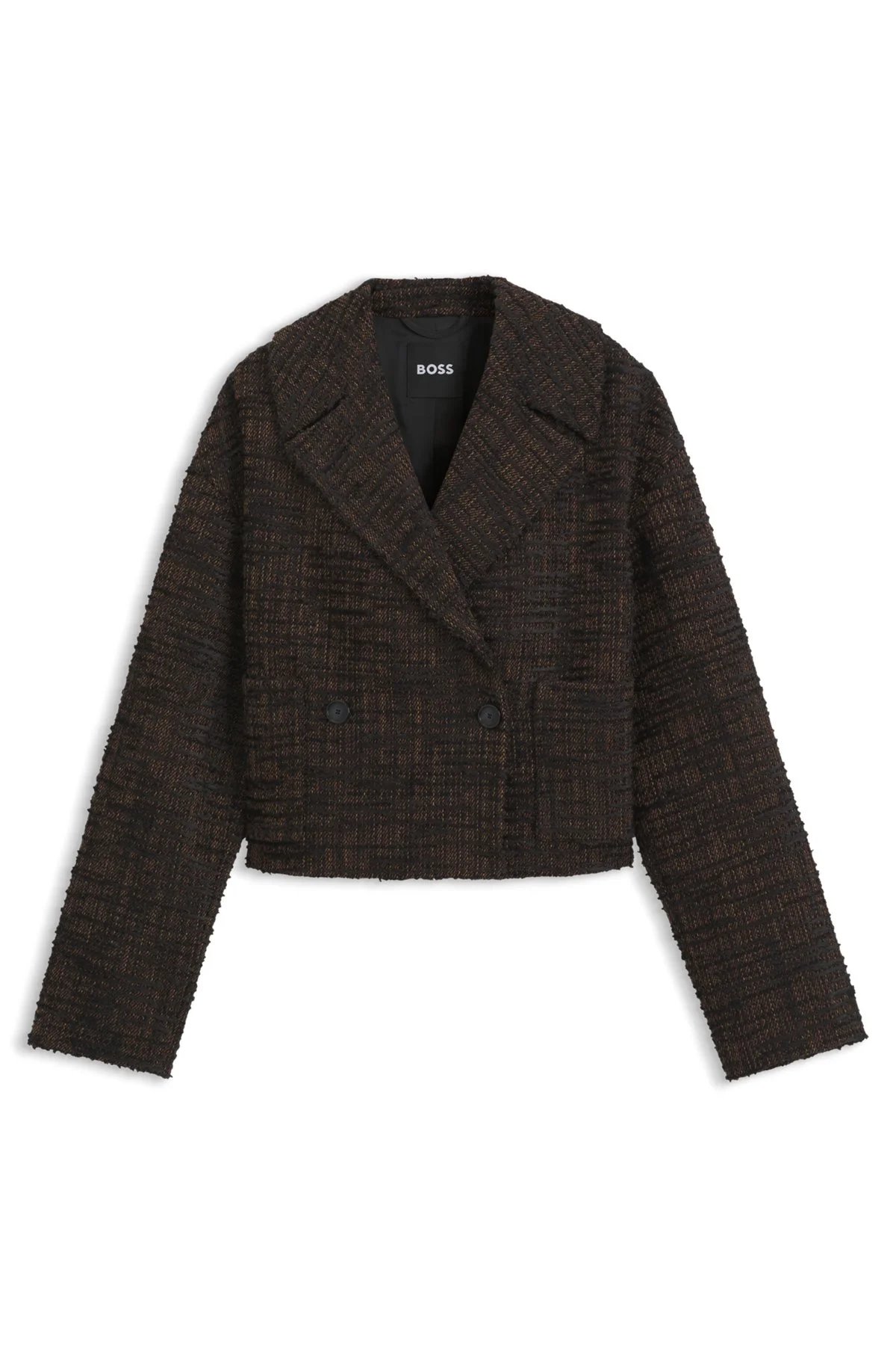 TEXTURED TWEED BLAZER IN A CROPPED STYLE - 1