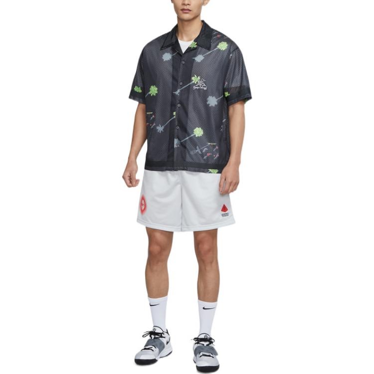 Nike Cartoon Pattern Quick Dry Breathable Loose Basketball Short Sleeve Shirt Black DM8783-010 - 3