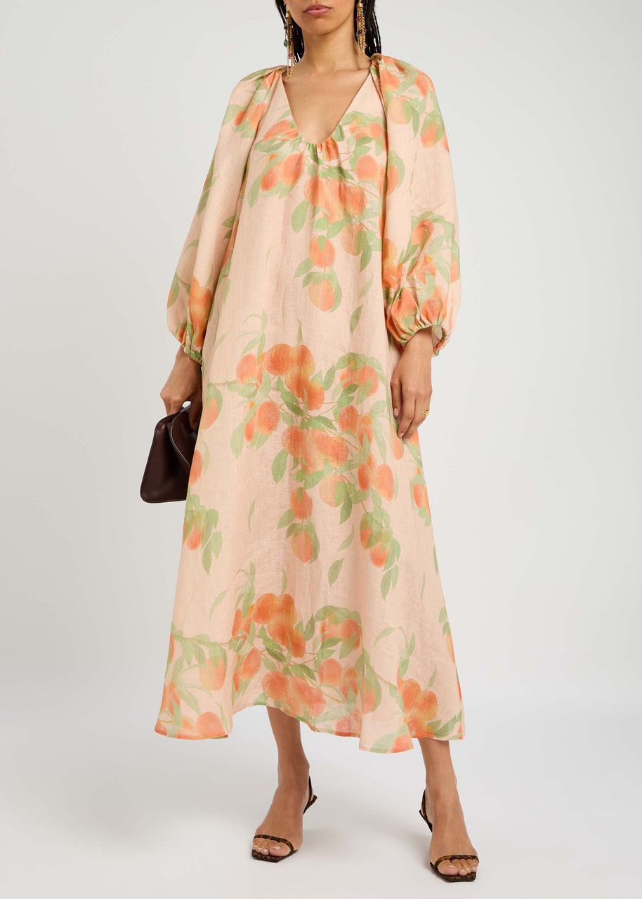 Bernadette Georgette Printed Linen Midi Dress - 4