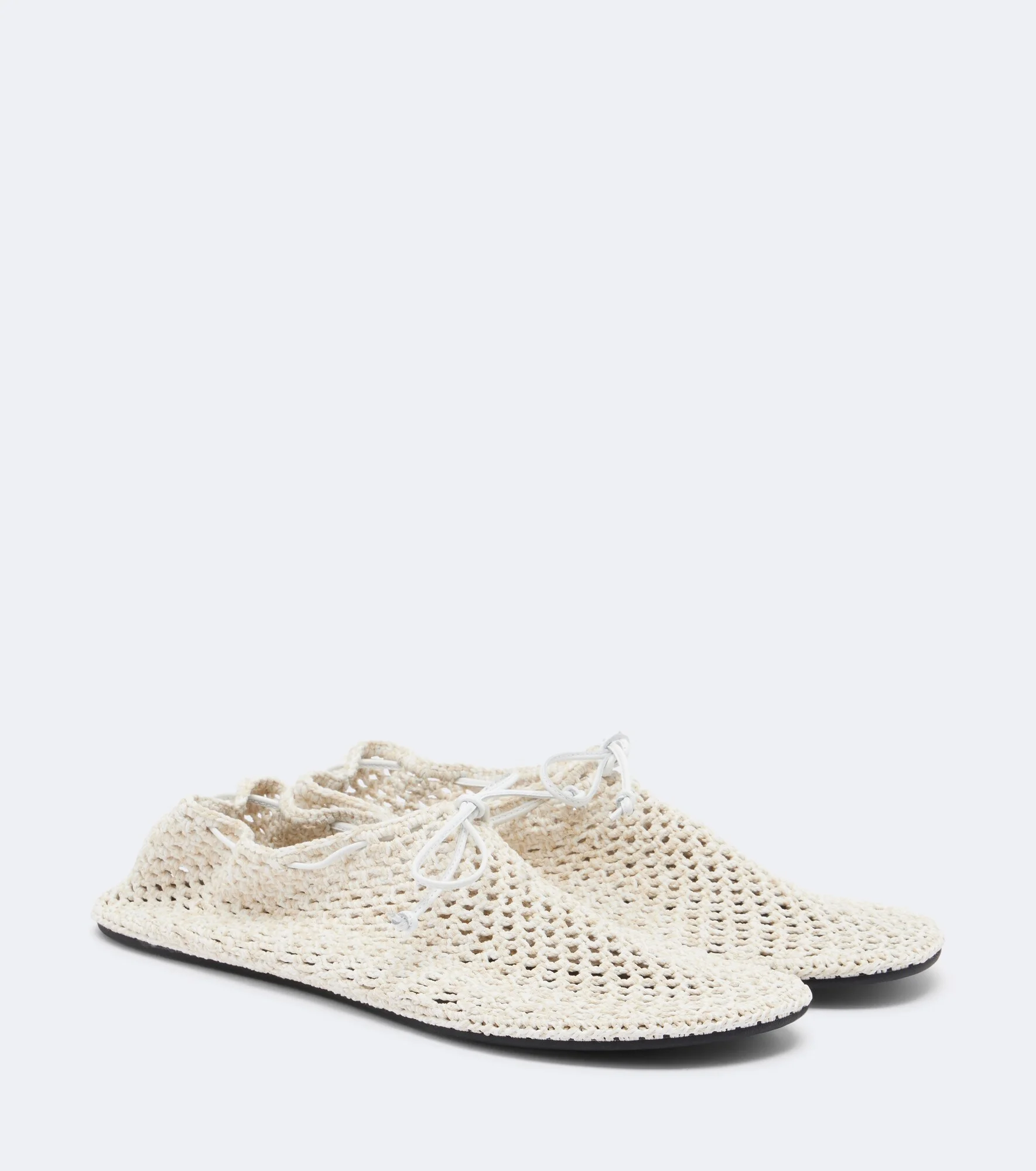 Mandala crochet leather-trimmed flats - 1