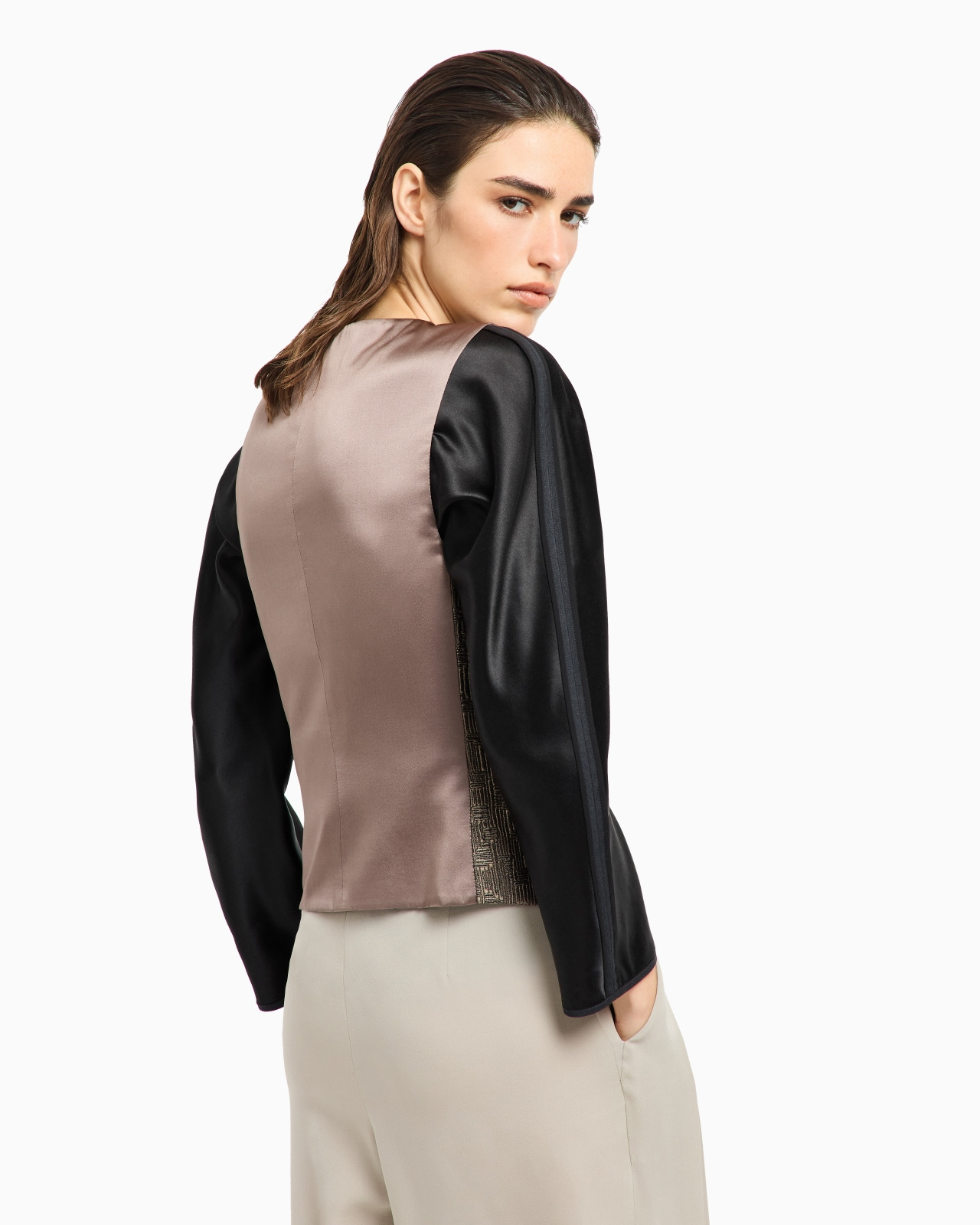 SINGLE-BREASTED WAISTCOAT IN JACQUARD SILK AND WOOL - 3