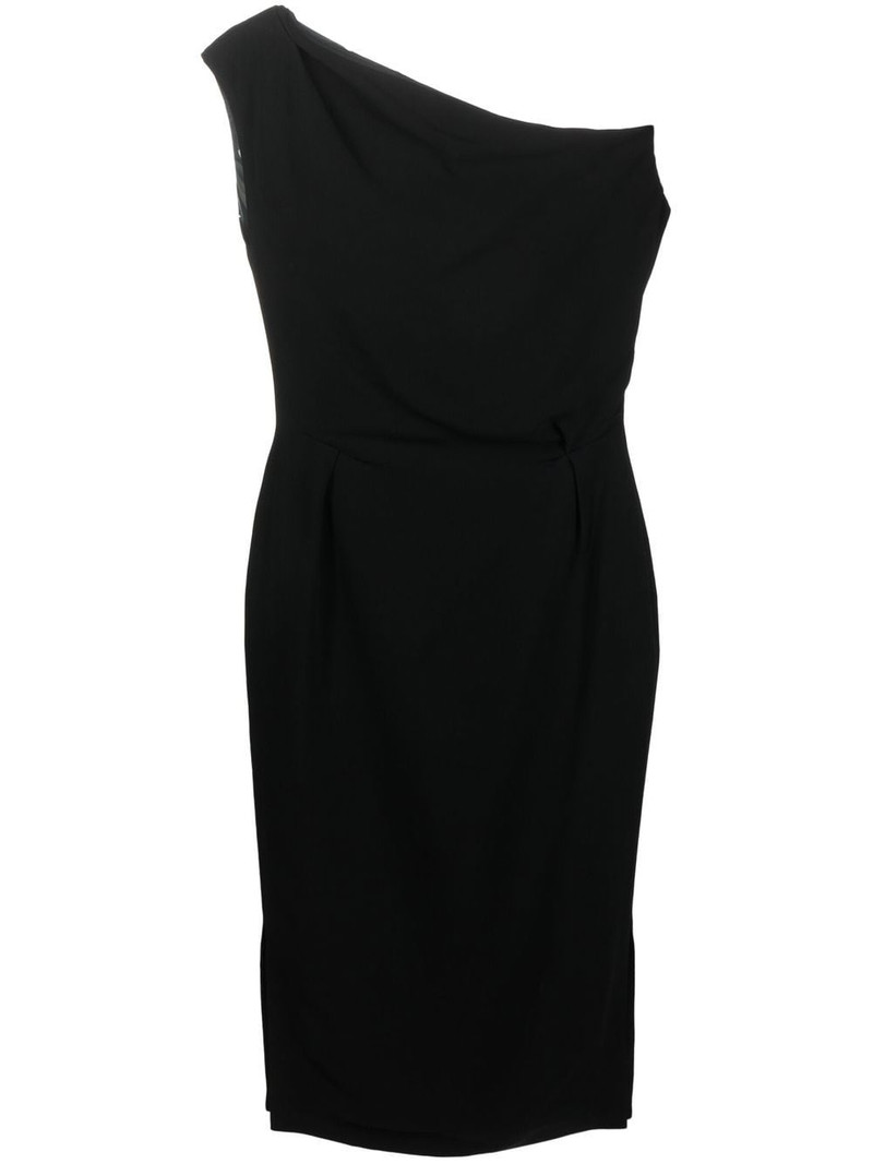 one-shoulder draped midi dress 1