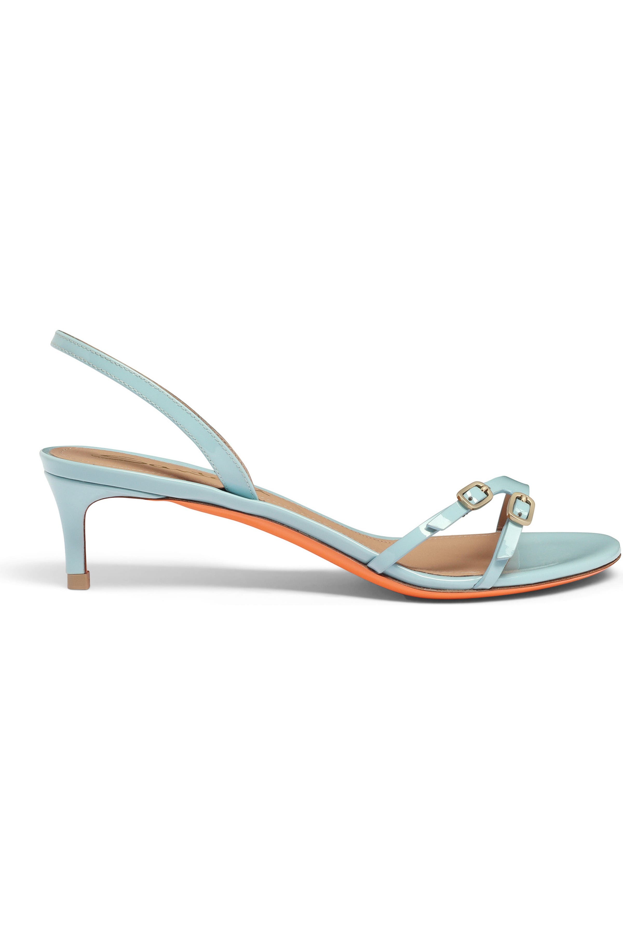 Santoni Women's patent leather mid-heel sandal in Blue at Nordstrom - 6
