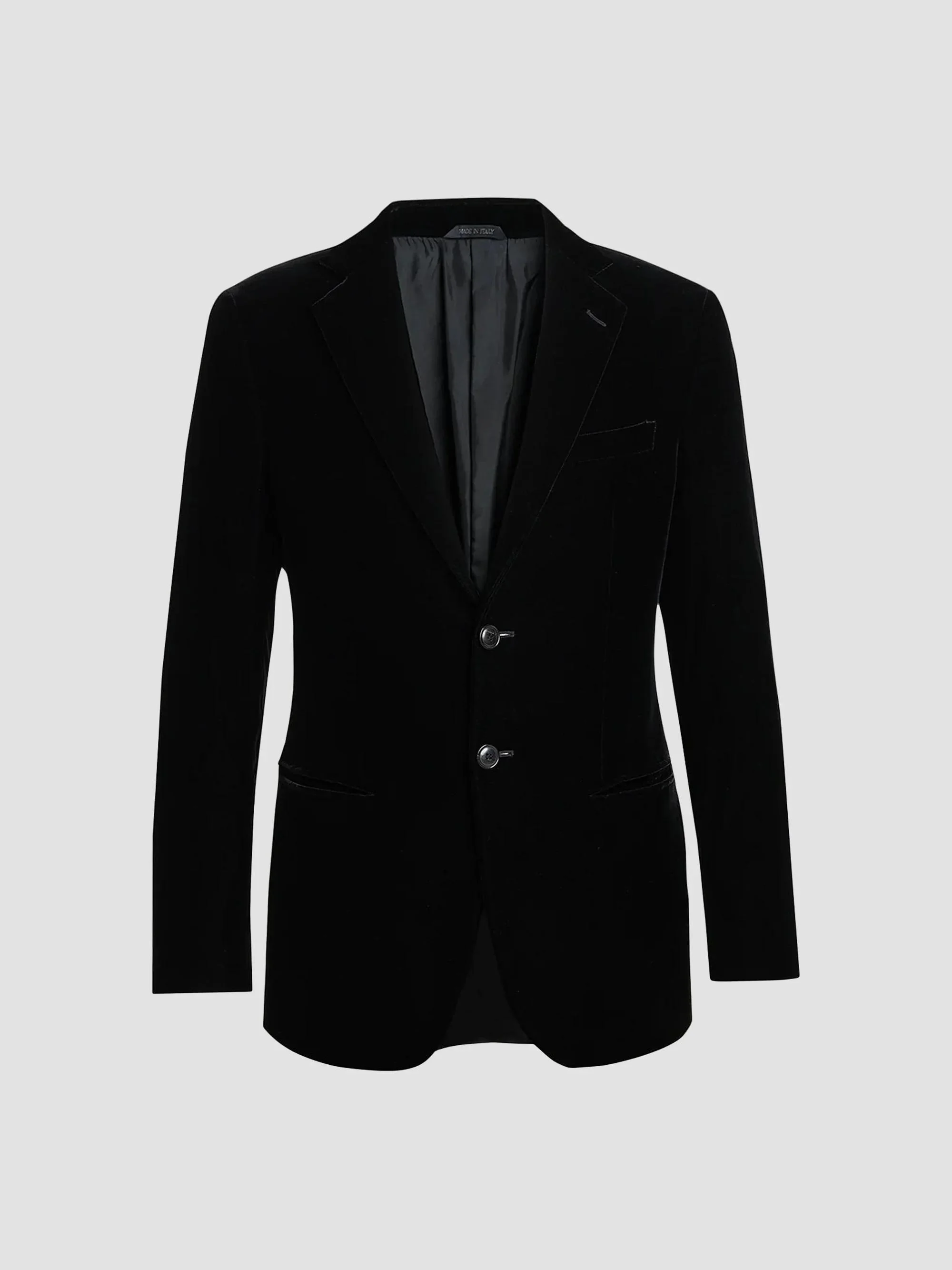 Men's Velvet Single-Breasted Velvet Dinner Jacket - Black Beauty - 1