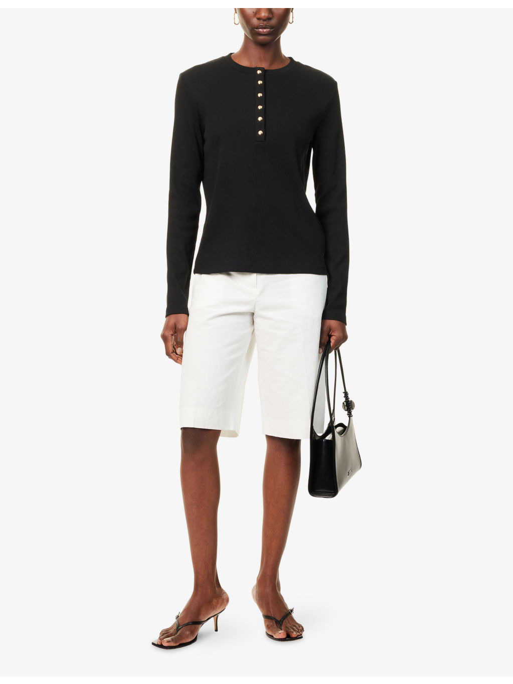 Alessia Ribbed Stretch-Cotton T-Shirt - 2
