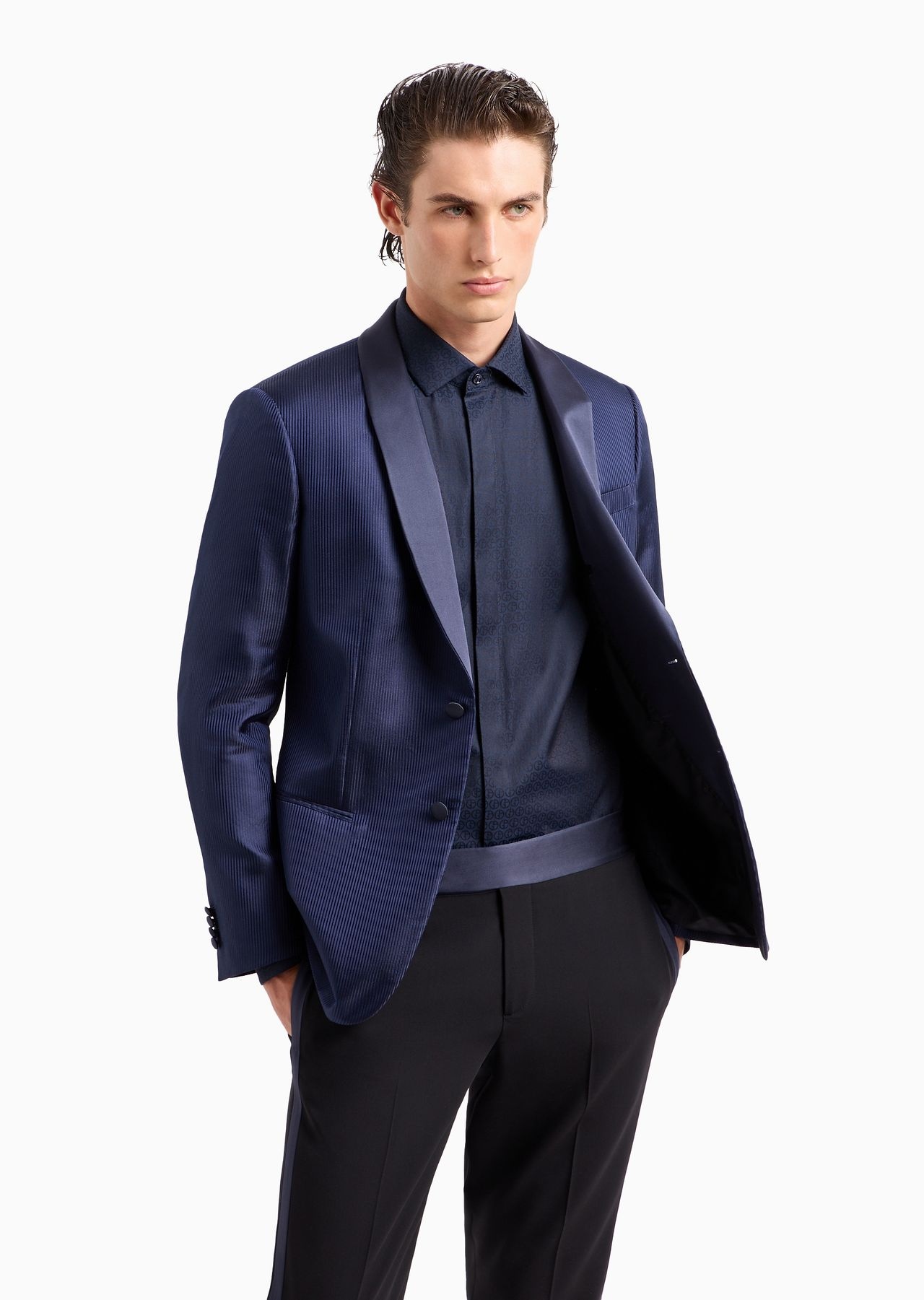 Soho line single-breasted tuxedo jacket in silk jacquard - 6