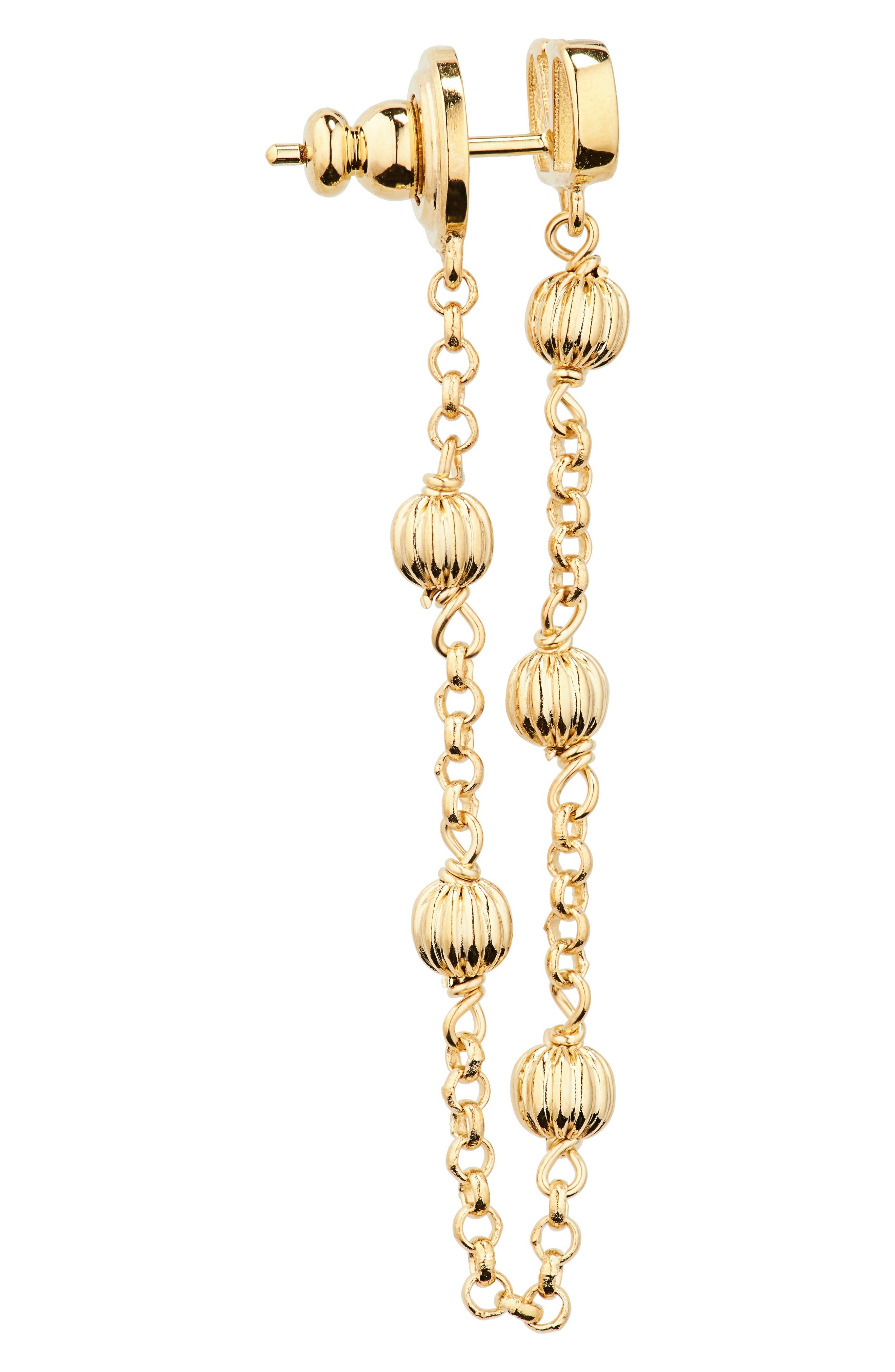 Valentino Garavani VLOGO Chain Front/Back Earrings in Gold at Nordstrom - 5
