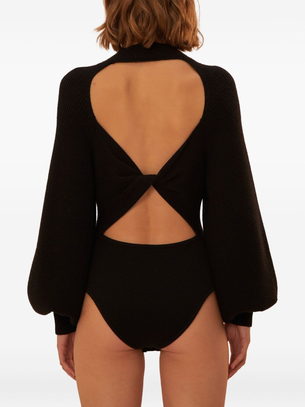balloon-sleeve ribbed top - 3