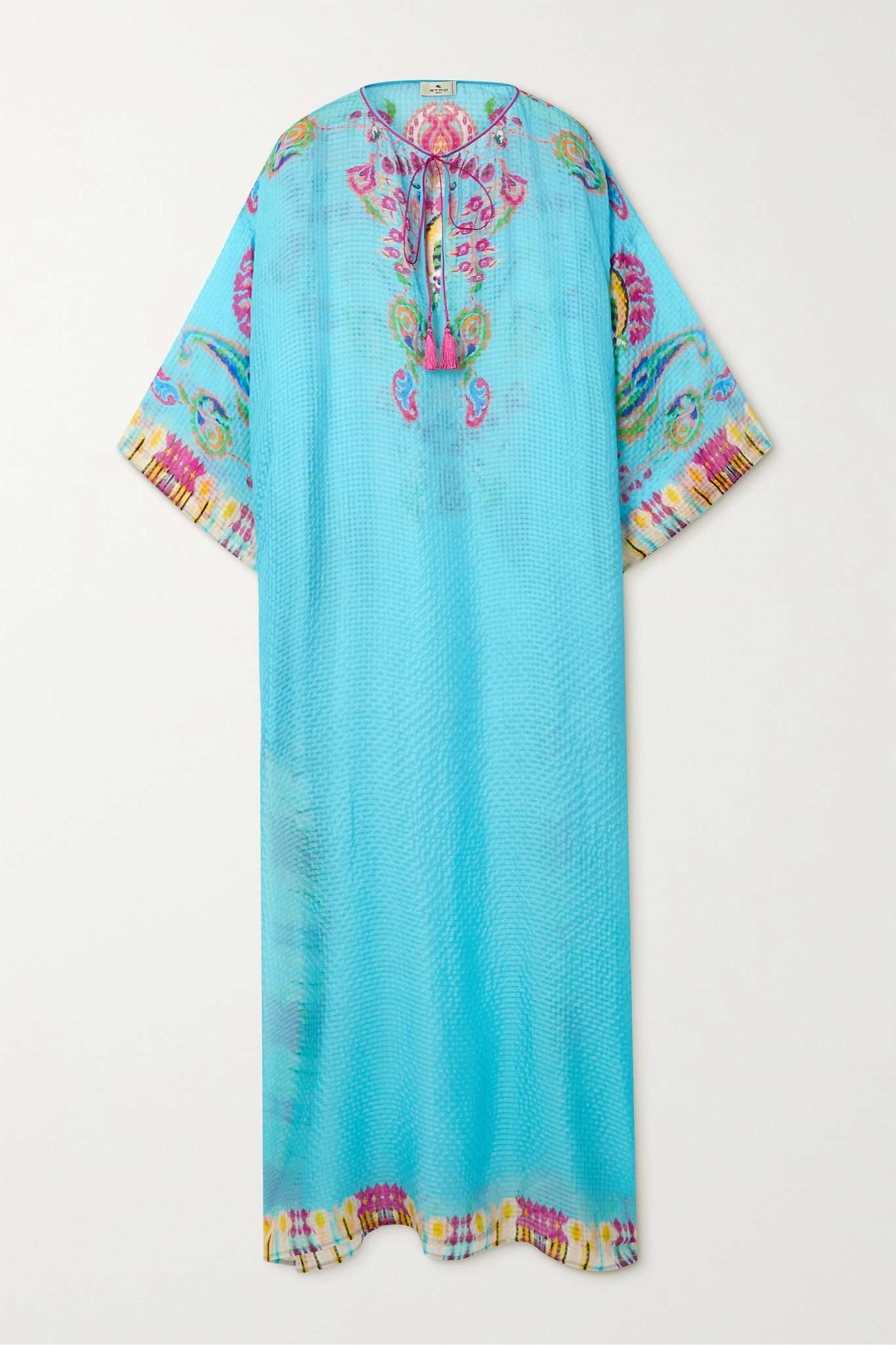 Heroes tasseled printed silk-voile kaftan - 1