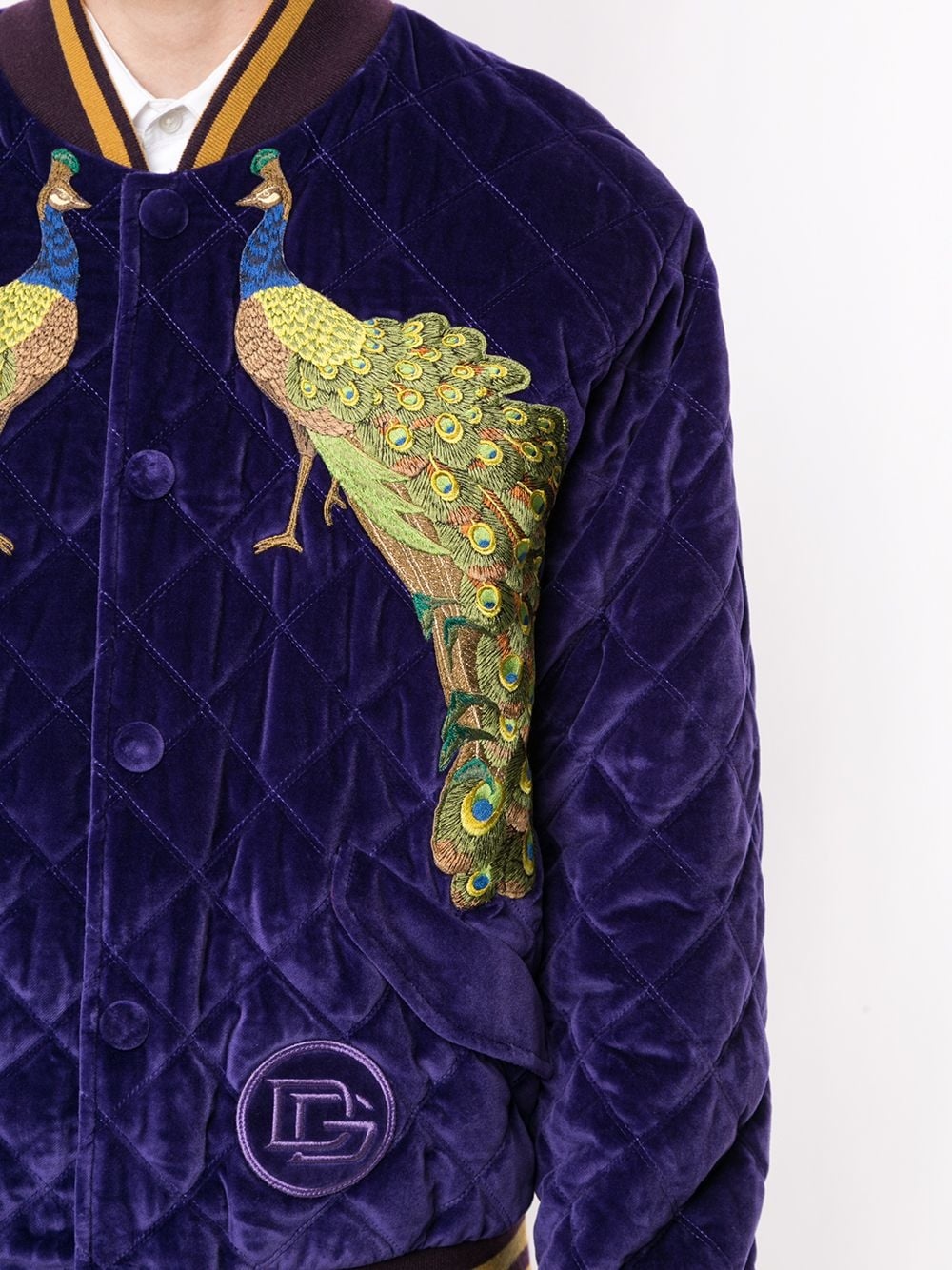 Peacock velvet-effect bomber jacket - 5